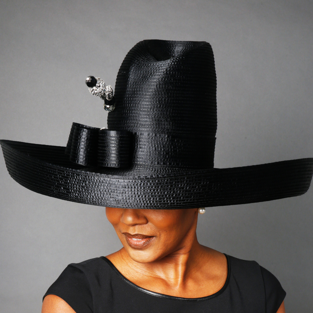 Elegant Wide Brim Satin Ribbon Sun Hat for Women - Summer Beach Wedding Party Accessory | OE0029 Ladies Dress Hat