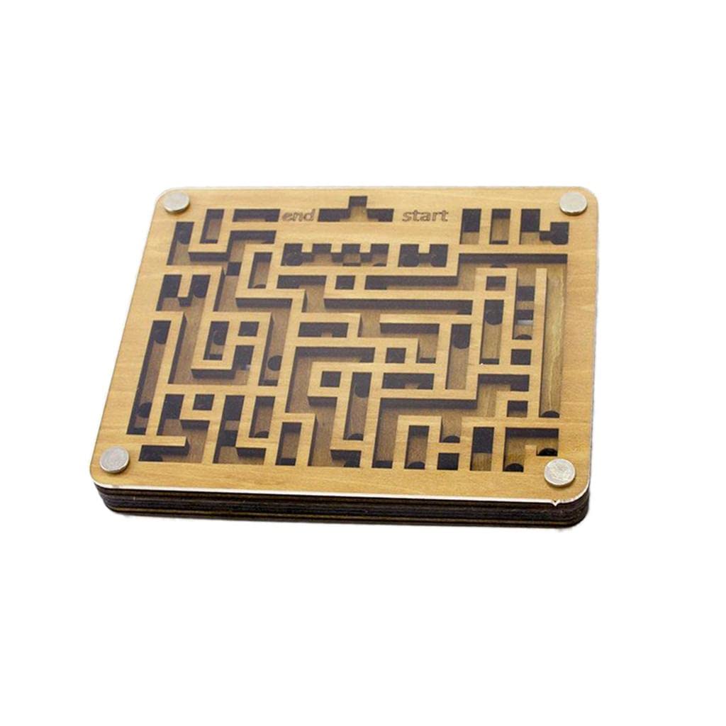 MERISHOPP® Wooden Maze Game - 2 Sides Puzzle for Adults, Teens & Kids - Educational Brain Teaser Toy - Perfect for Family Game Night, Classroom Activities & Stress Relief (1 Piece Wooden Maze Puzzle)