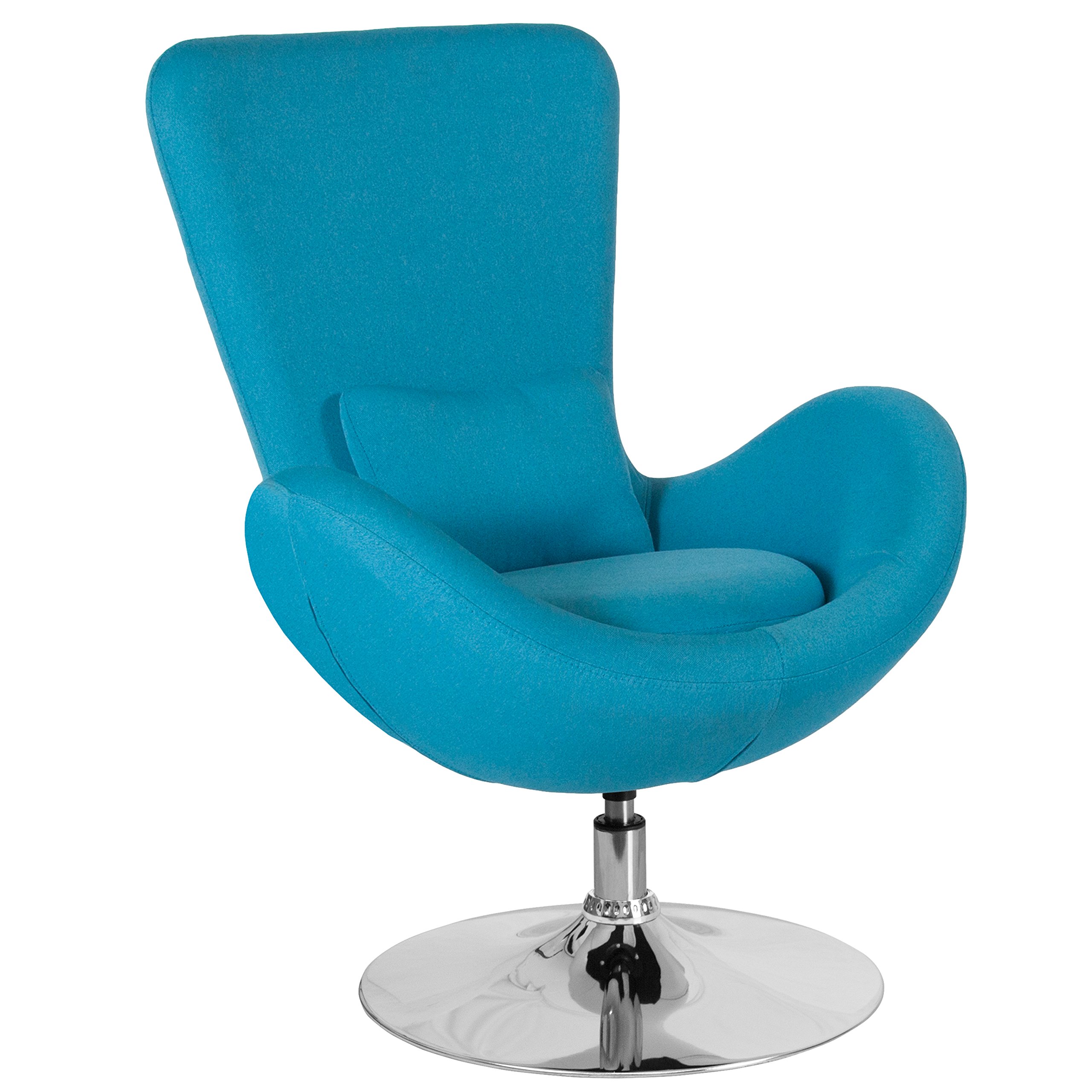 Flash Furniture Egg Series Aqua Fabric Side Reception Chair - Modern Office Guest Chair with Padded Seat for Waiting Rooms, Lobbies & Reception Areas