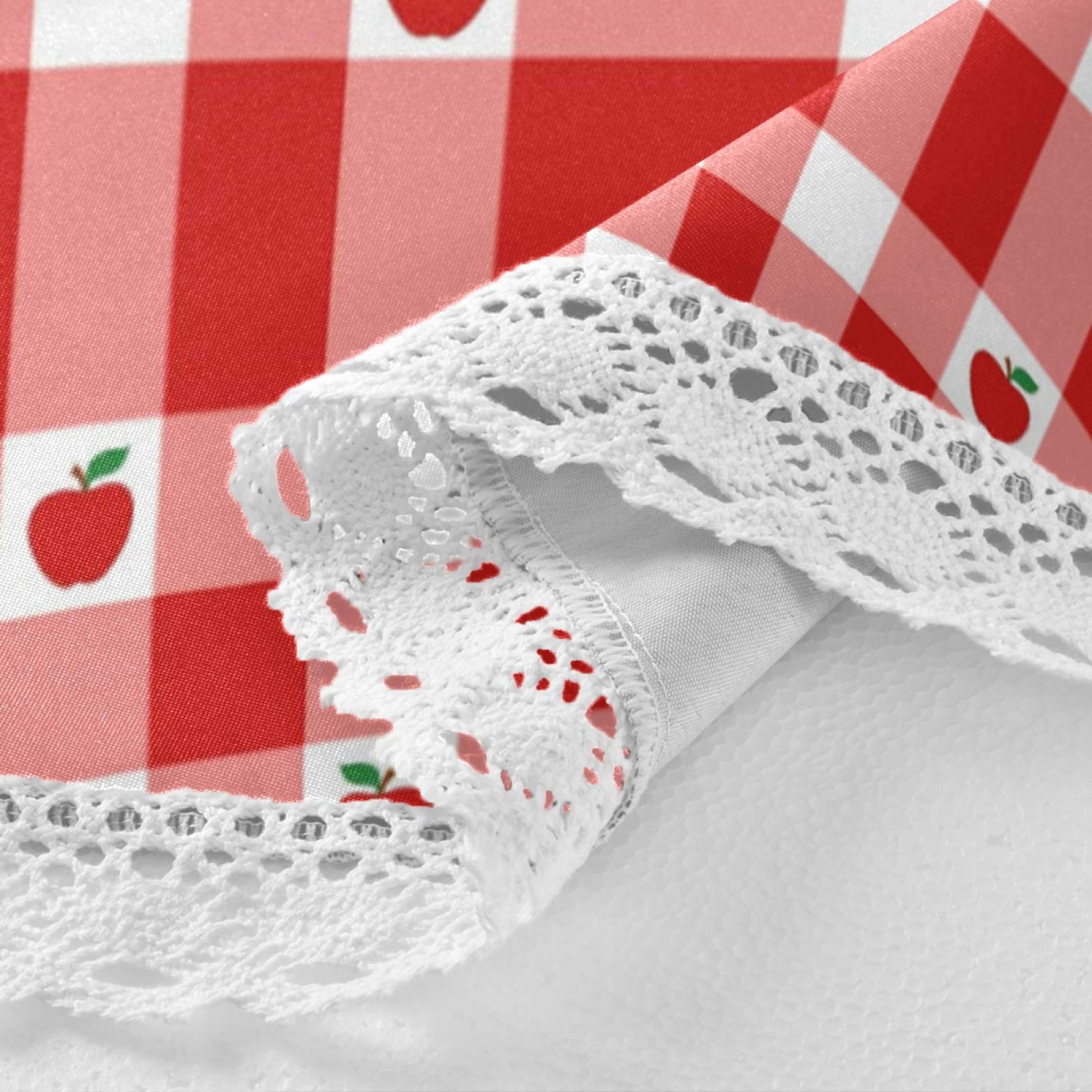 Red Apples Buffalo Plaid Round Tablecloth - 60 Inch Washable Polyester Table Cover for Kitchen, Party, Picnic & Dining Decor | Fresh Fruits Check Circular Tabletop Runner | Perfect for Holiday Gatherings, Farmhouse Decor & Outdoor Events