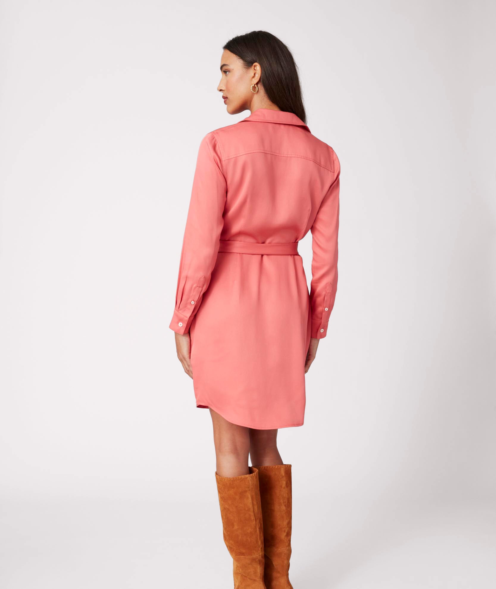 Eco-Friendly TENCEL Lyocell™ Belted Shirtdress for Women - Comfortable & Stylish Casual Dress for Work, Office, or Weekend Outings