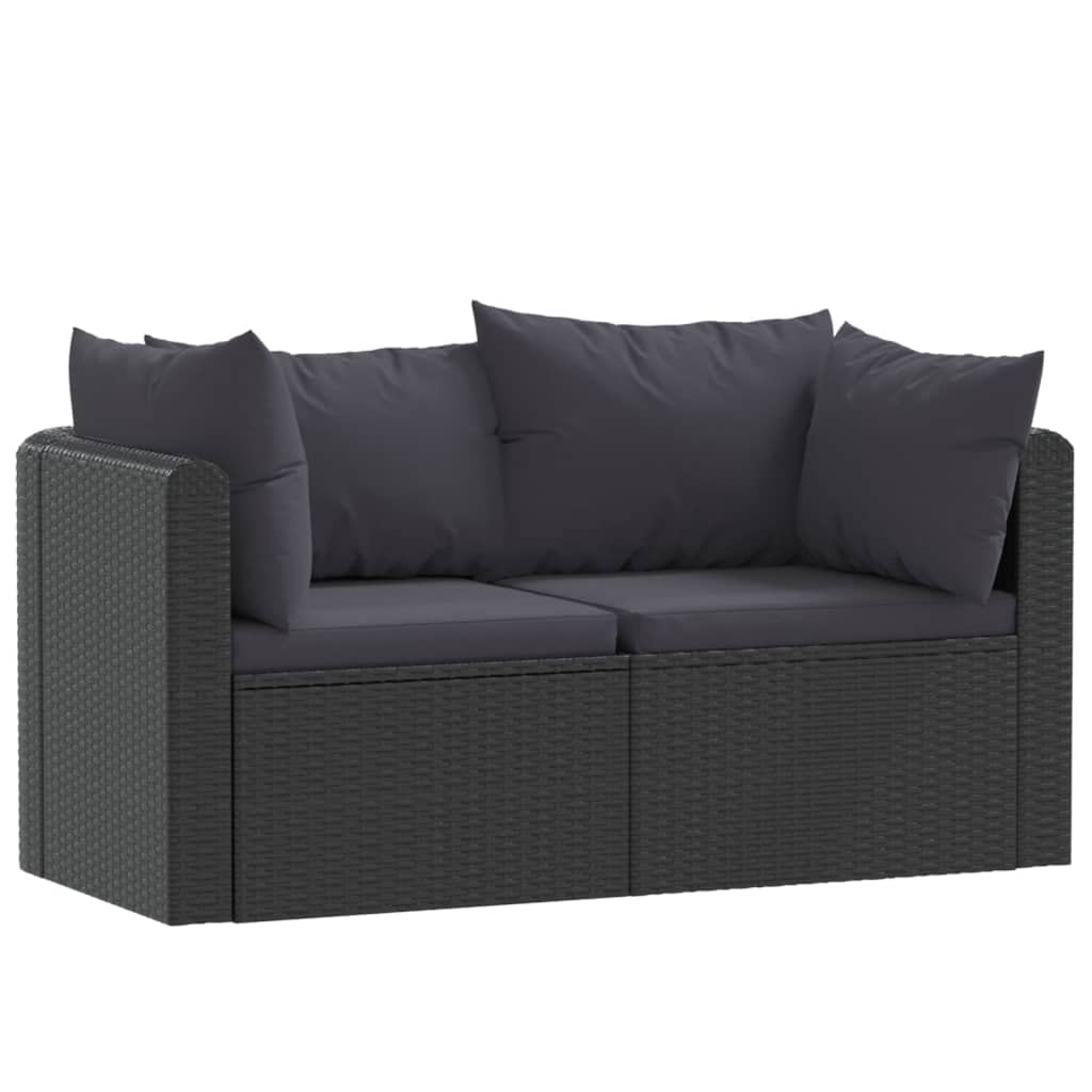 Premium 2-Piece Patio Sofa Set with Cushions - Durable Steel Frame & Handwoven PE Rattan - Black Outdoor Furniture for Garden, Poolside or Backyard Relaxation
