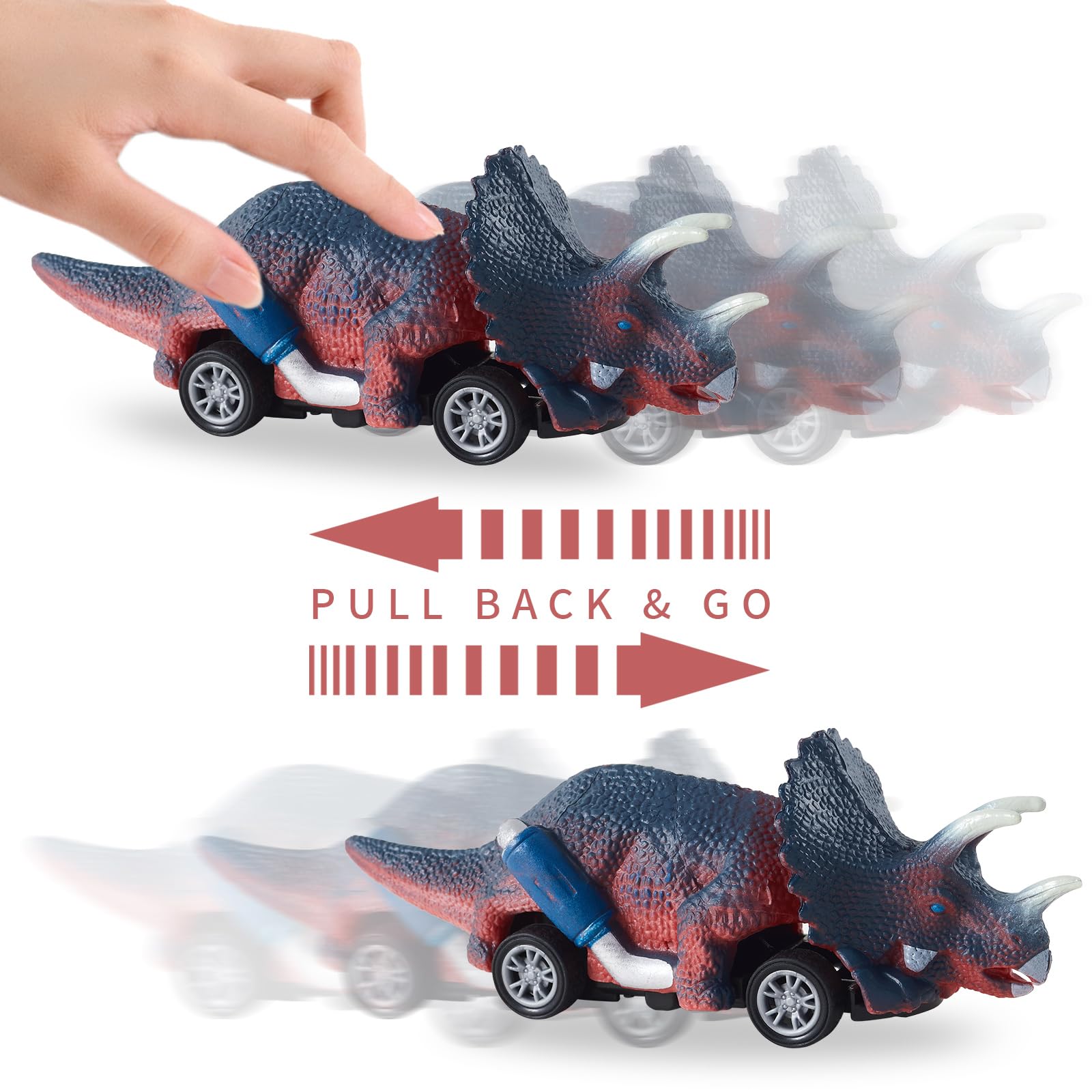 6 Pack Pull Back Dinosaur Cars Toy Set - Inertial Motor Vehicles for Kids Ages 3-8 | Perfect Birthday & Christmas Gift for Boys & Girls | Fun Playtime & Party Favor Toy