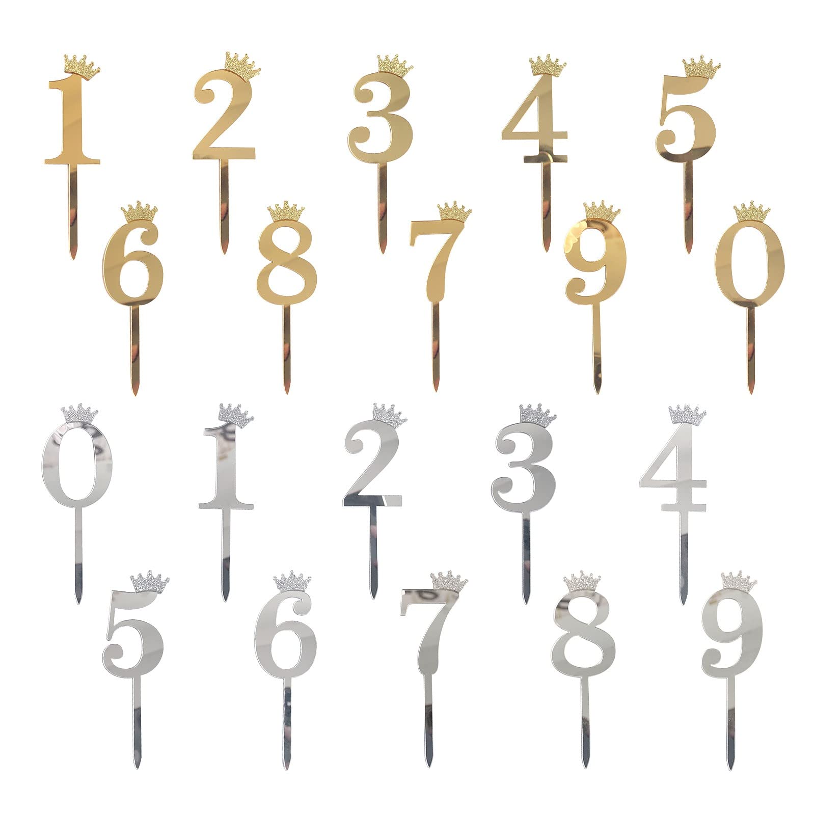 Glitter Number Cake Toppers 0-9 for Birthday Cakes - Boy & Girl Party Decorations - Perfect for Birthday Parties, Baby Showers & Anniversary Celebrations