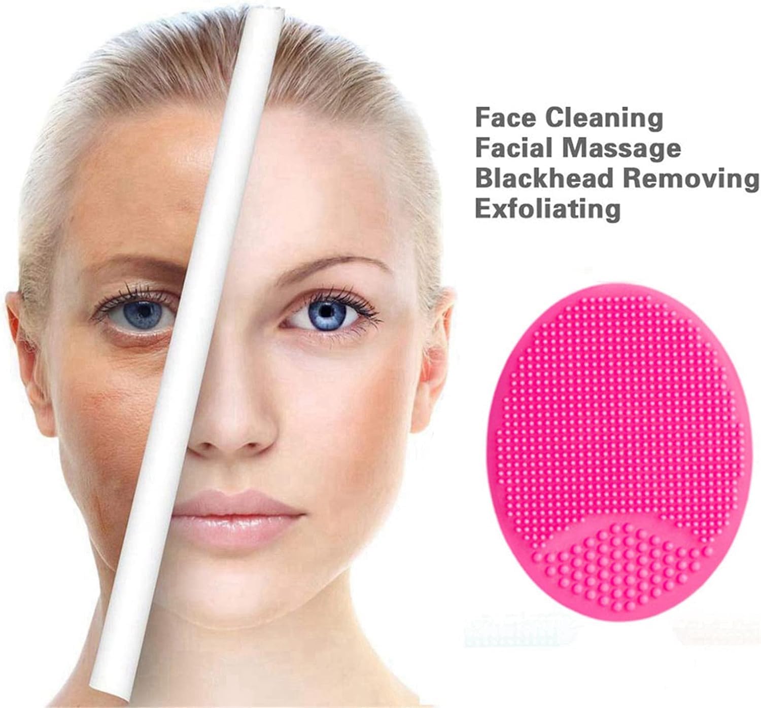 RubyFace Silicone Facial Cleansing Brush - 2 Pack Soft Exfoliating Face Scrubber for Blackhead & Acne Removal, Gentle Pore Cleanser for Women & Girls - Perfect for Daily Skincare Routine & Travel Beauty Essentials
