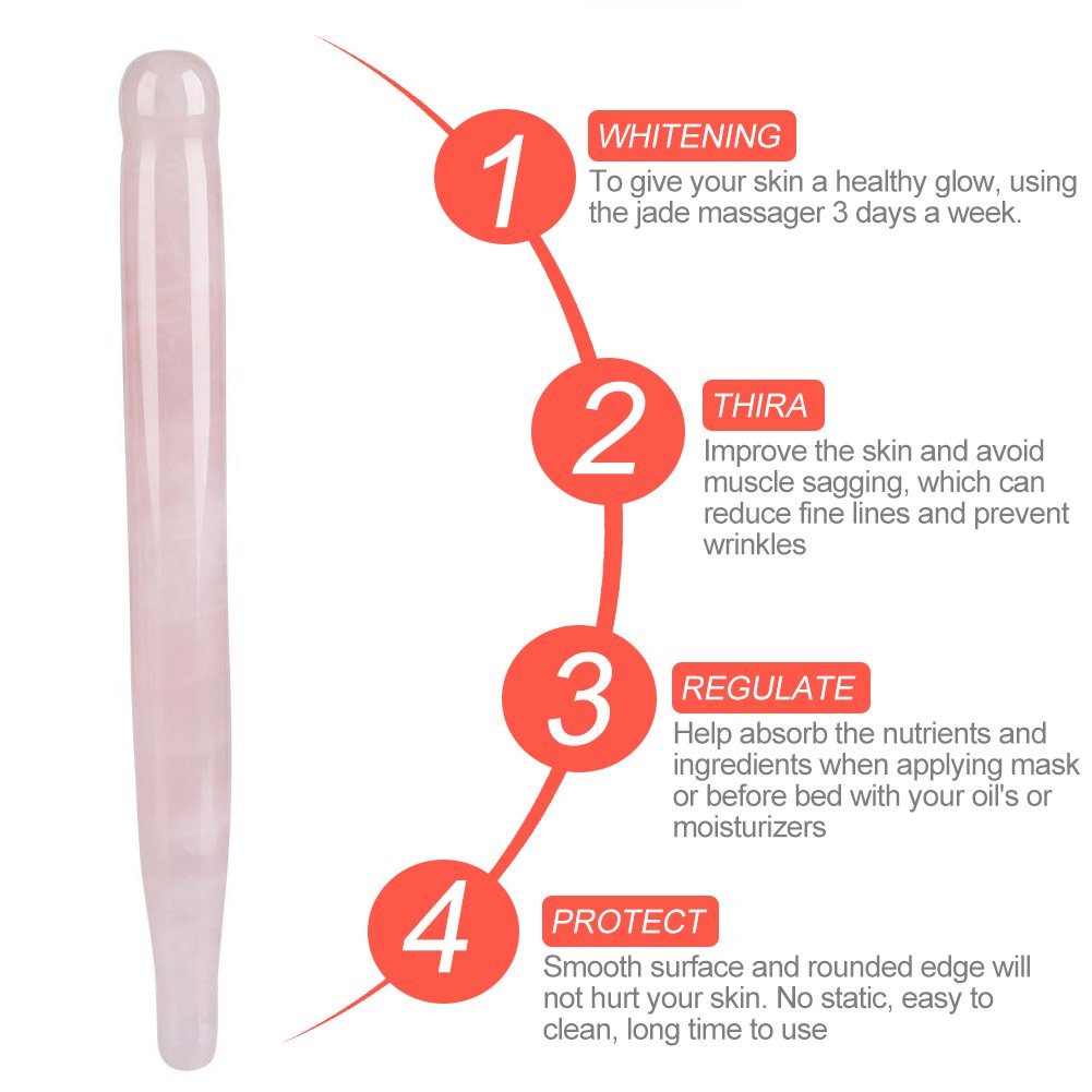 FILFEEL Rose Quartz Gua Sha Tool for Face & Body - Natural Crystal Massage Stick & Scraping Tool for Skincare & Relaxation - Perfect for Facial Lymphatic Drainage & Muscle Tension Relief