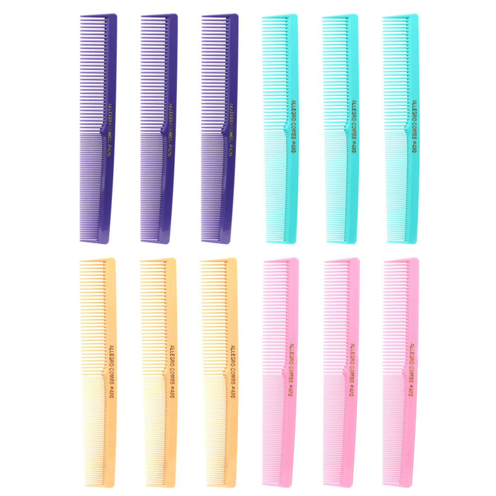 Professional 12-Piece Allegro Barber Comb Set for Hair Cutting & Styling - Perfect for Salons, Home Grooming & DIY Hairstyles