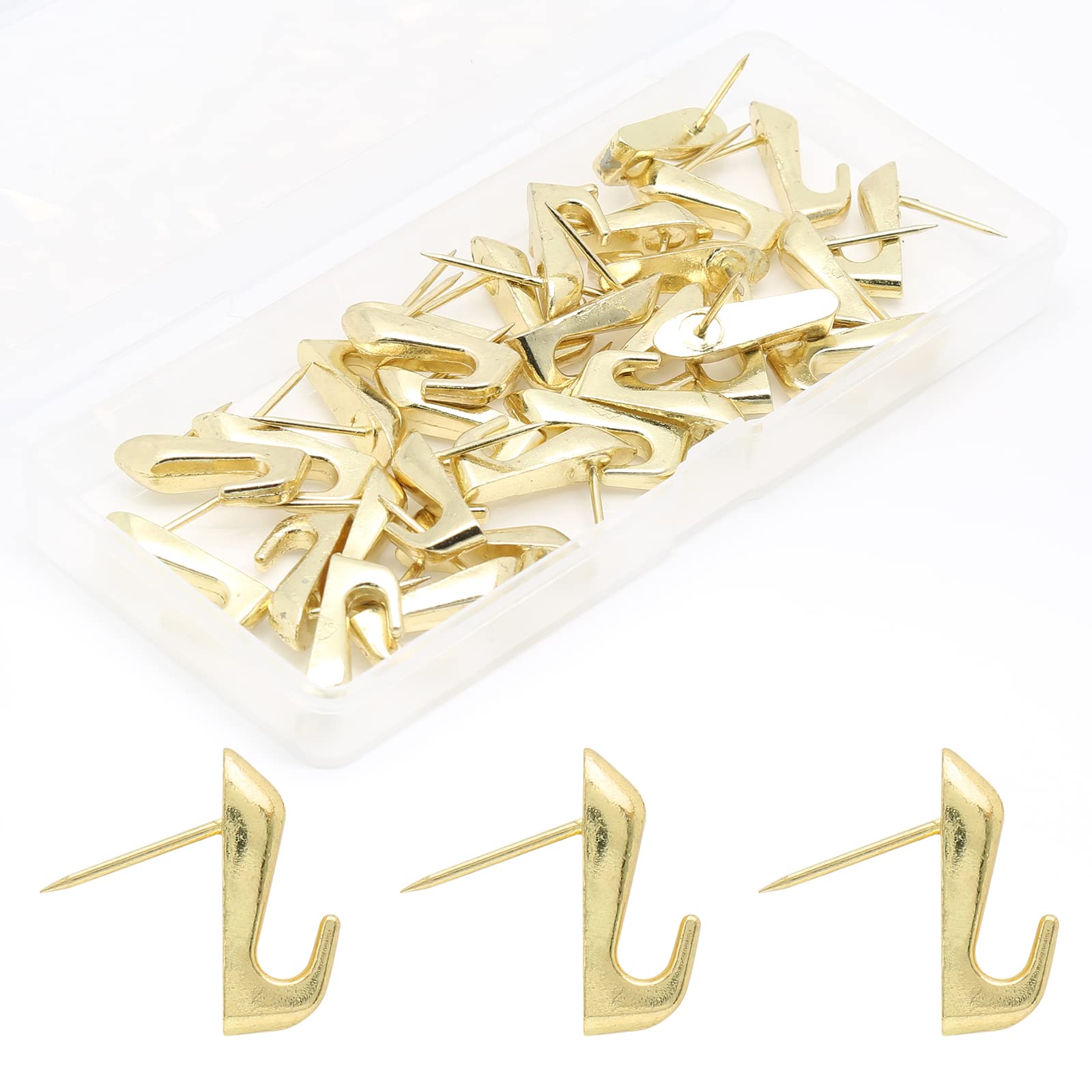30PCS Gold Zinc Alloy Push Pins & Thumb Tacks - Heavy Duty 20lbs Picture Hanging Nails for Canvas, Artwork, Paintings & Photos | Wall Decor, Office Bulletin Board & Home Organization Essentials