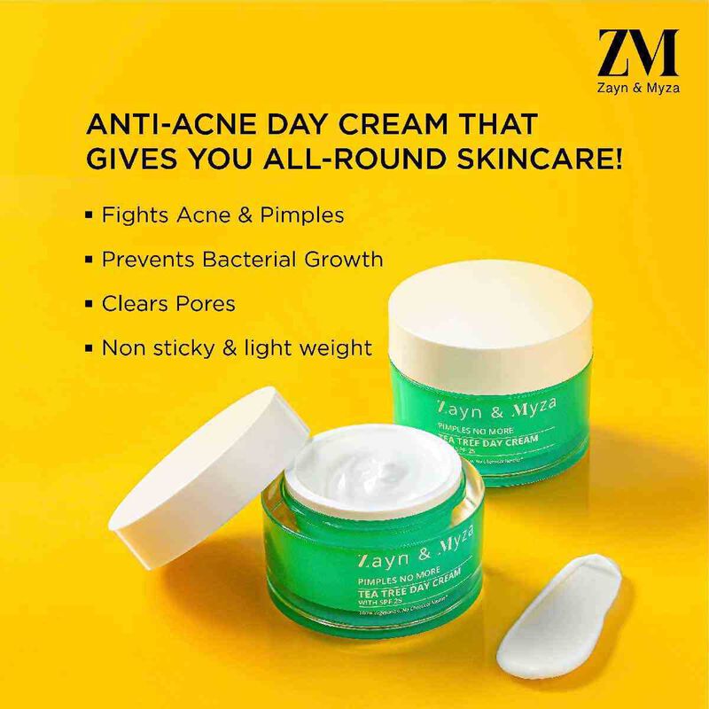 ZM Zayn & Myza Tea Tree Day Cream SPF 25 - 50ml Moisturizer for Acne-Prone Skin | Daily Hydration & Sun Protection for Face