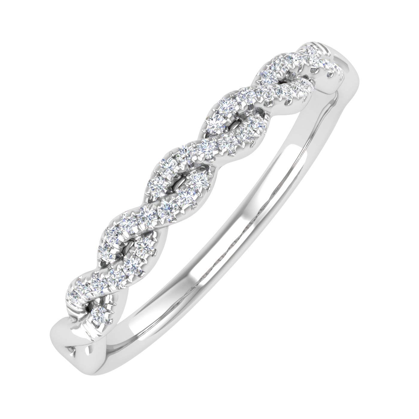 1/10 Carat Twisted Diamond Wedding Band Ring in 10K Solid Gold - IGI Certified for Women | Elegant Bridal Jewelry for Engagement, Anniversary & Special Occasions