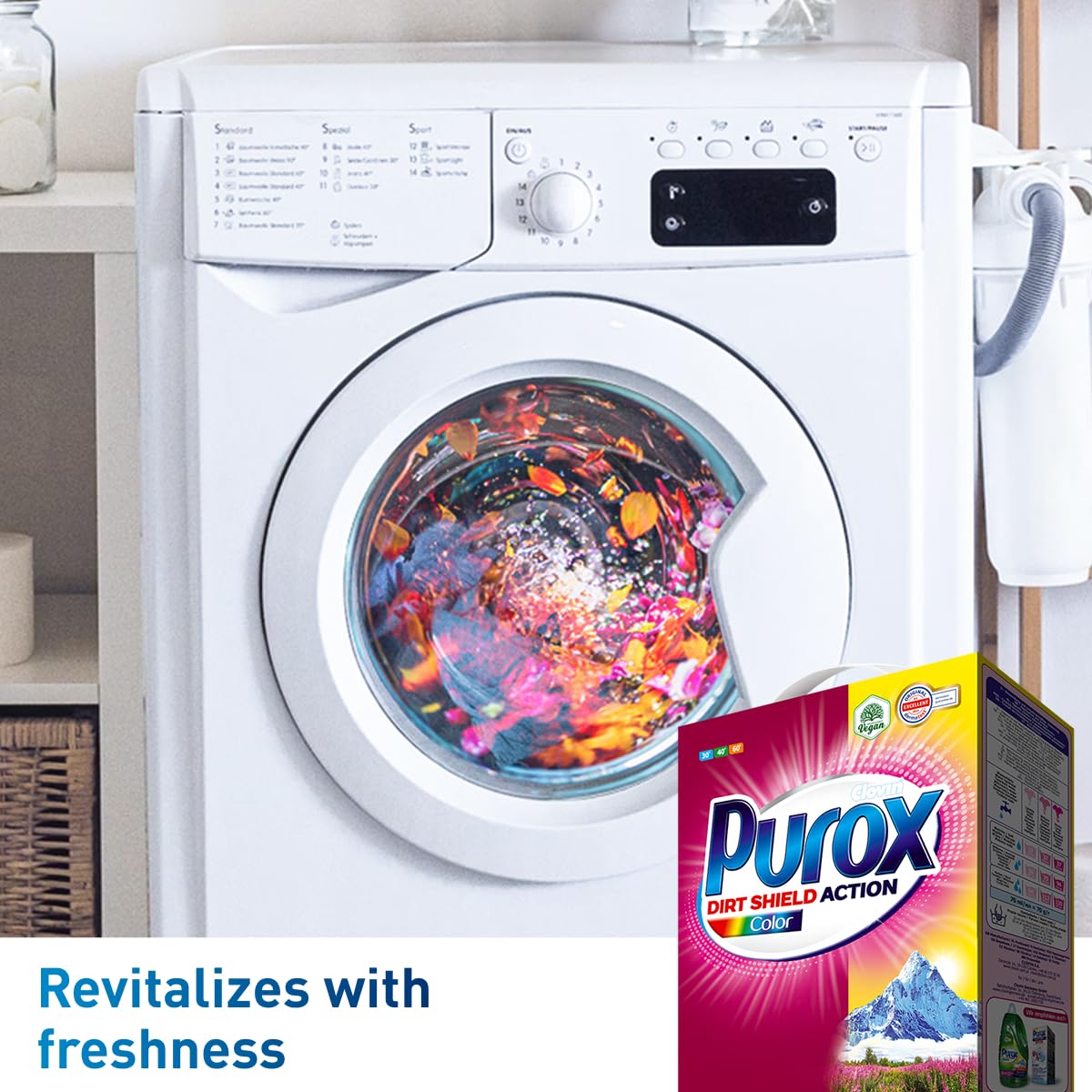 PUROX Color Laundry Detergent Powder in Box (142 WL) 10kg - Powerful Stain Removal for Whites & Colors, Ideal for Family Laundry & Bulk Washing