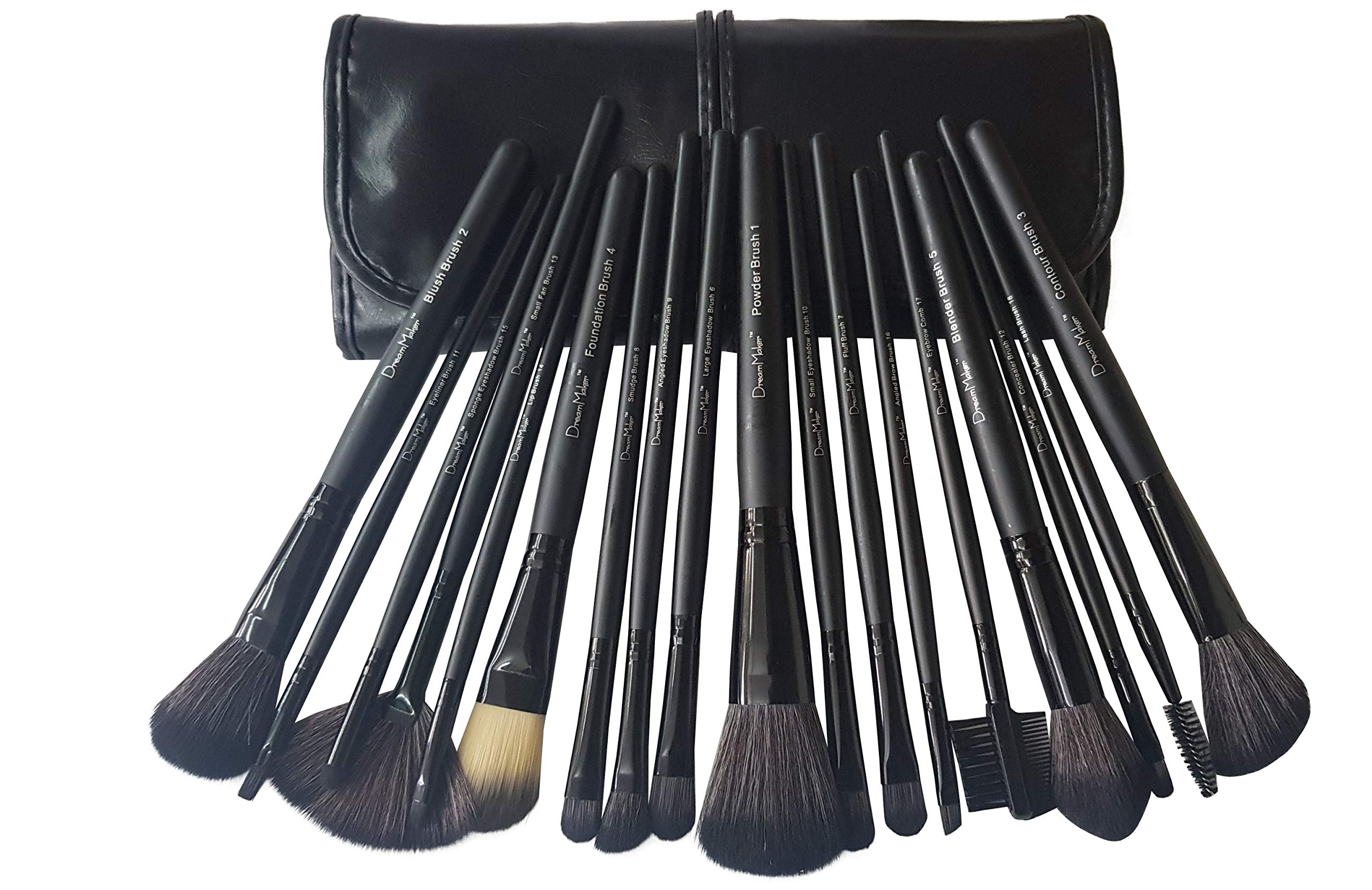 Dream Maker 18 Piece Vegan Makeup Brush Set - Cruelty-Free Kabuki Foundation & Blending Brushes for Professional Makeup Application | Perfect for Daily Use, Travel & Makeup Artists
