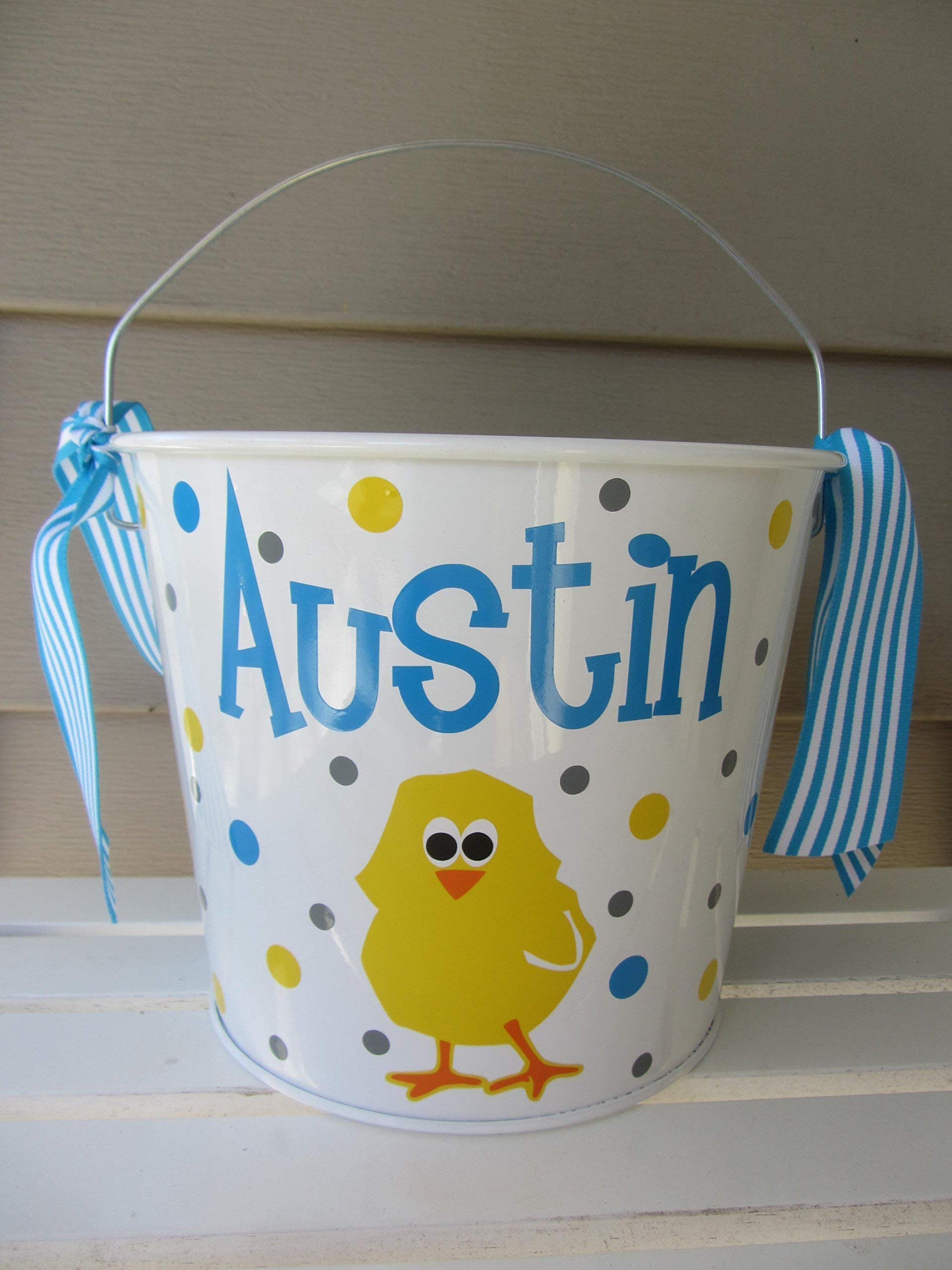 Personalized 5 Quart Easter Pail with Cute Chick Design - Perfect Easter Basket for Kids Egg Hunts & Spring Decorations