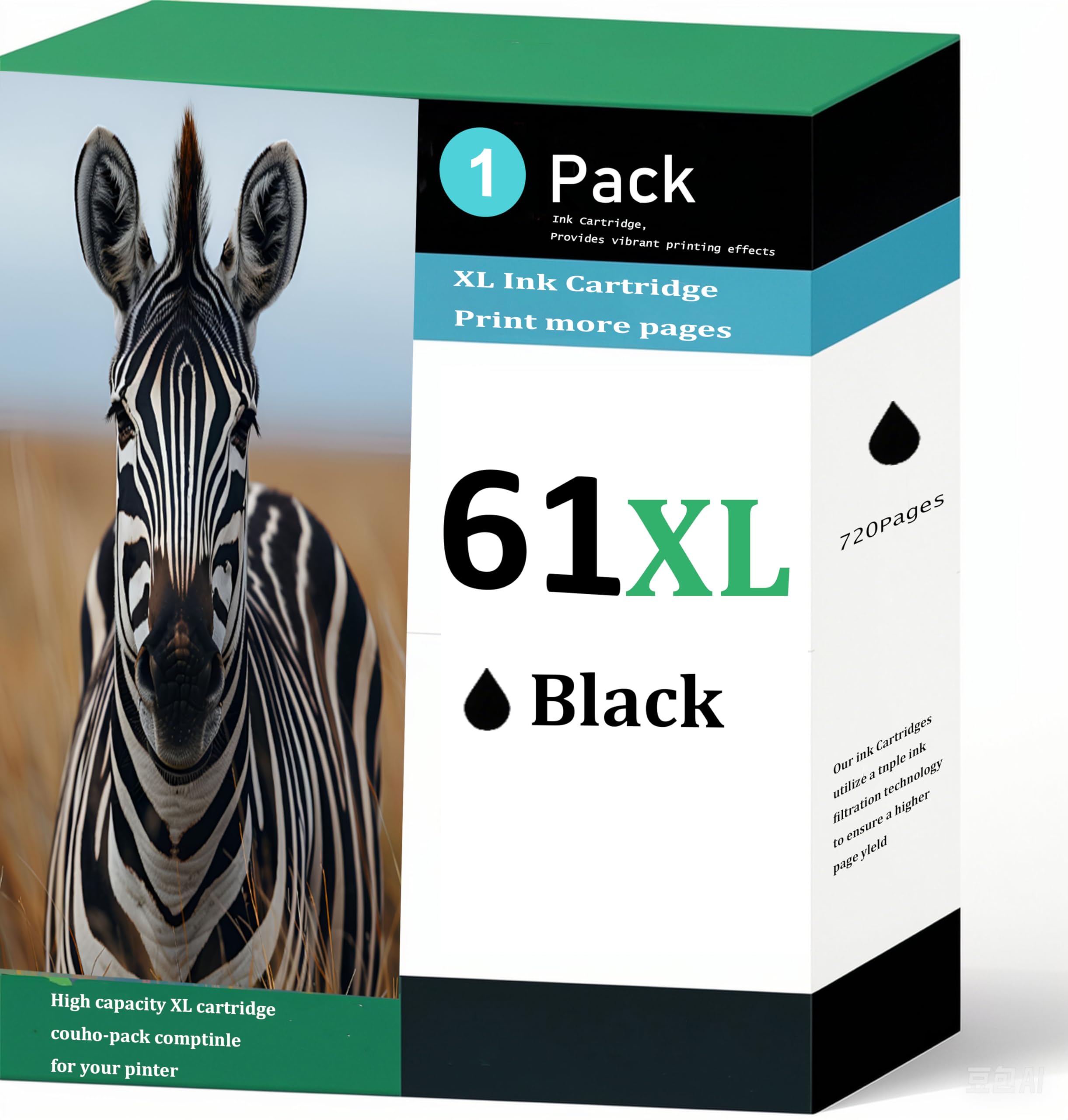 HP 61XL 61 Black Ink Cartridge - Compatible for HP Envy 4500 4502 5530 5535 5534, Officejet 4630 4635, Deskjet 1000 1010 1510 Printers - High Yield Replacement Ink for Home & Office Printing