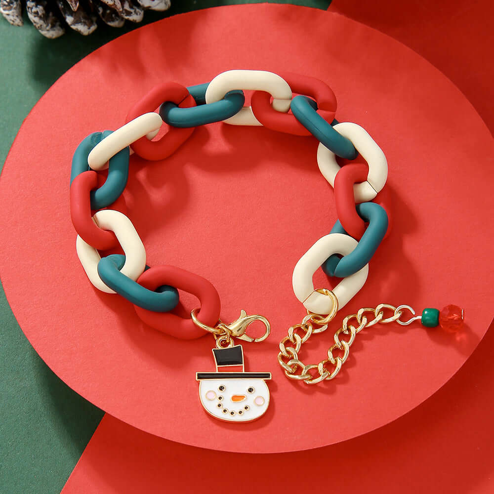 Santa Claus Acrylic Link Holiday Christmas Bracelet | D1045 | Perfect for Christmas Parties, Gift Exchanges & Festive Accessories