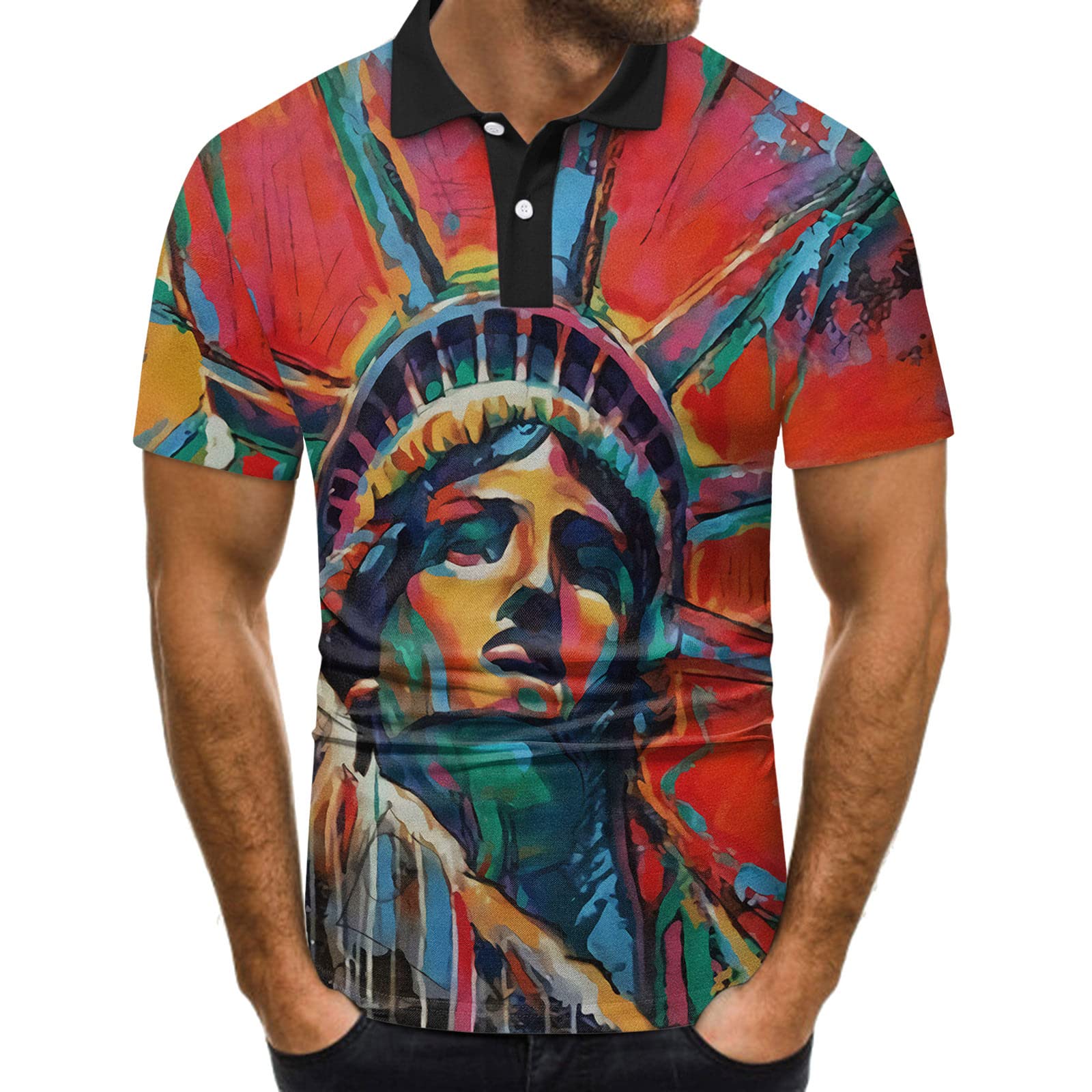 Men's Slim Fit Custom T-Shirts - Fashion Casual 3D Printed Shirts with American Star Flag Design - Essential Wardrobe Staple for Everyday Wear, Parties & Outdoor Activities