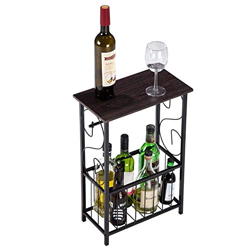 Modern Brown Rectangle MDF Multifunctional Side Table with Magazine Holder - Perfect for Bathroom, Living Room & Bedroom Storage Organization