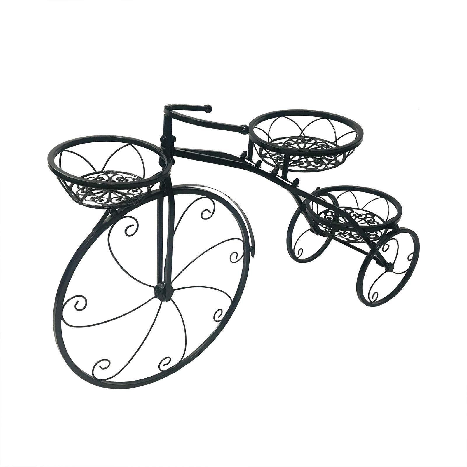3-Tier Metal Bicycle-Shaped Plant Stand - Indoor/Outdoor Flower Pot Holder Cart for Patio, Garden & Home Decor - Perfect Gift for Plant Lovers & Housewarming - Ideal for Small Spaces, Balconies & Living Rooms
