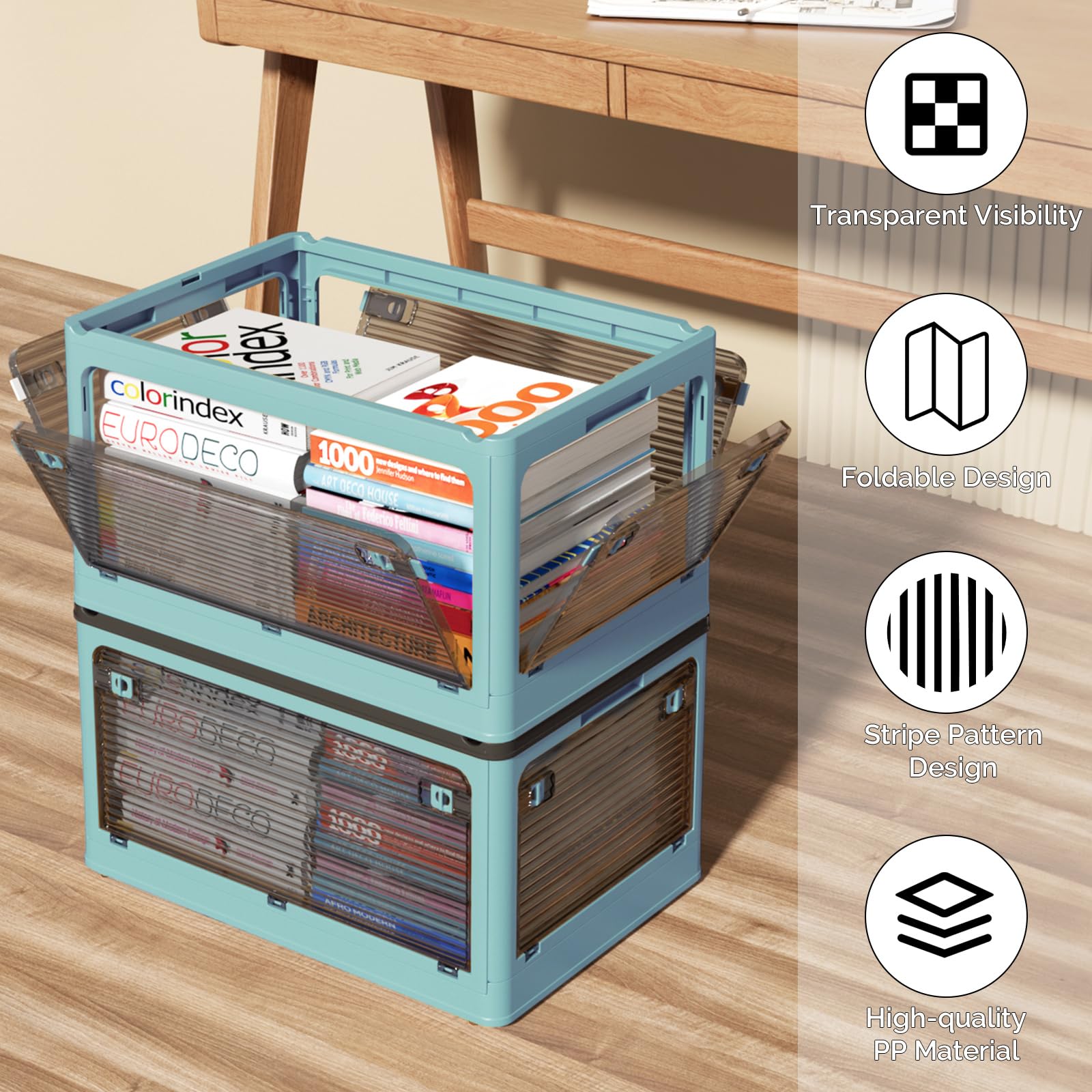 Lucky Monet 89QT Stackable Storage Bins with Lids - Clear Plastic Organizer for Closet, Office & Home