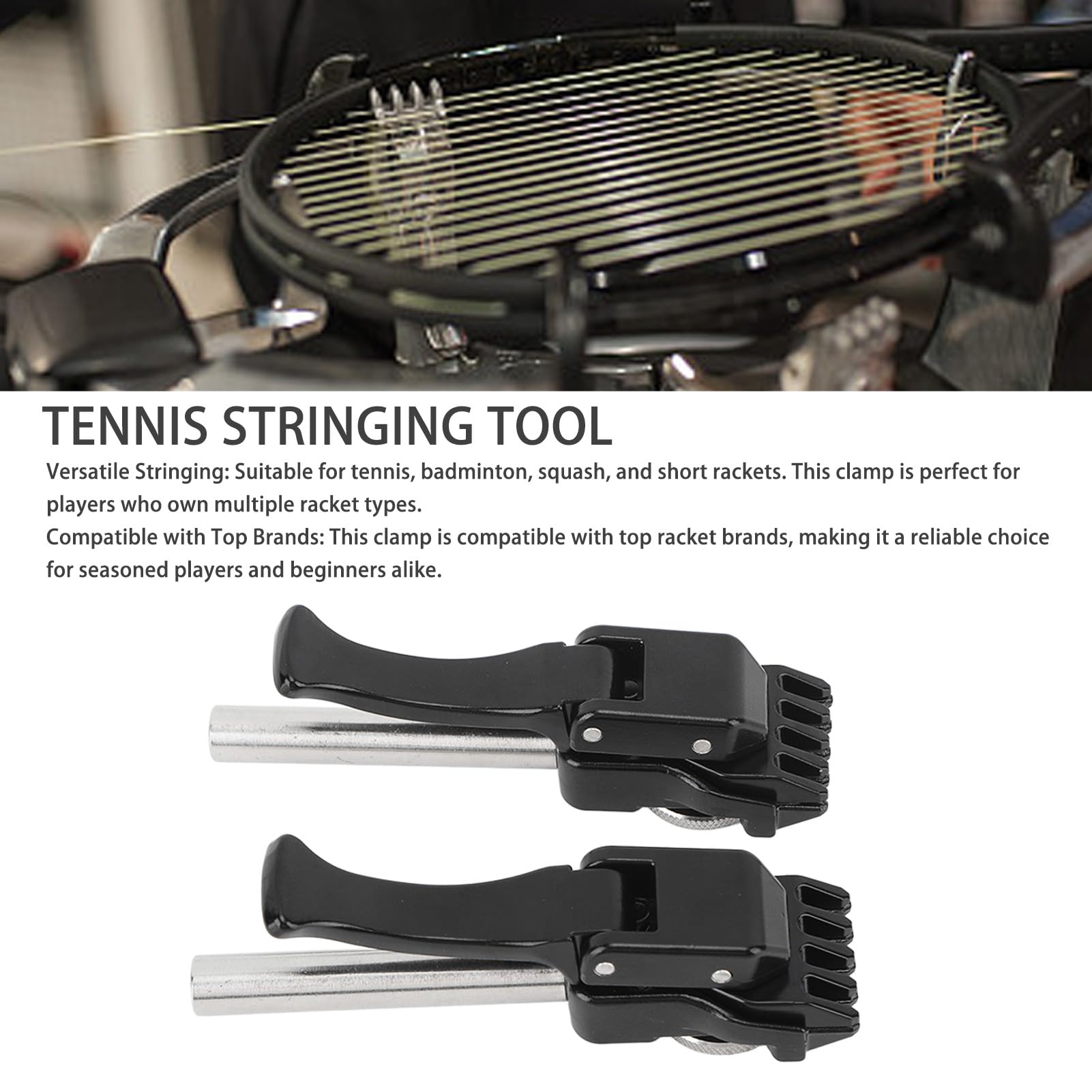 **1 Pair Badminton & Tennis Stringing Clamps - Professional Racket Starting Clamp Tool for Stringing Machines | Perfect for Tennis, Badminton, and Squash Racket Maintenance**    *(Use Case: Ideal for sports enthusiasts, professional stringers, and DIY racket maintenance at home or in sports clubs.)*