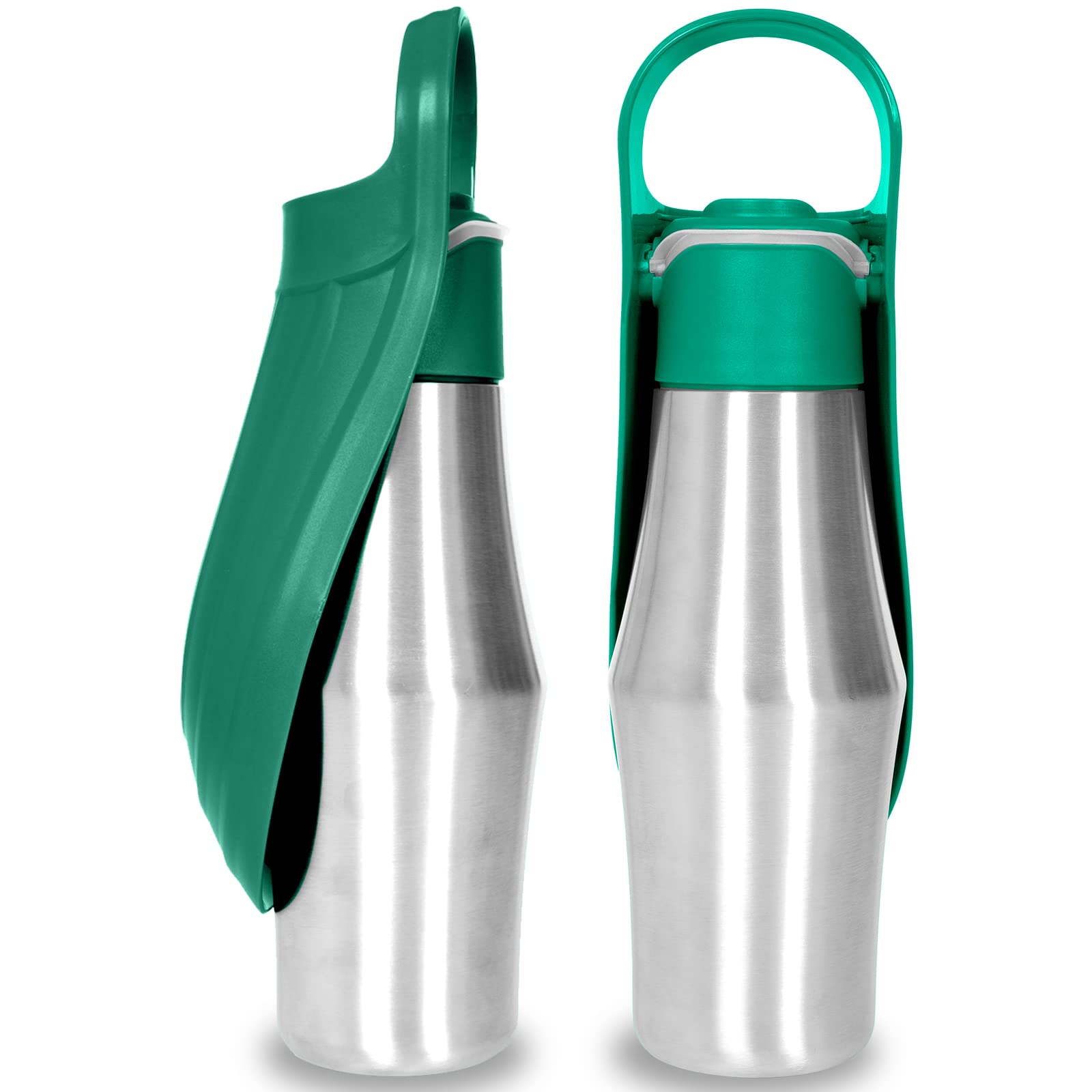 Portable Stainless Steel Dog Water Bottle - 27oz Leak-Proof Pet Water Dispenser for Travel, Walking, Hiking | Outdoor Hydration Solution for Active Dogs (Green) - Perfect for Park Visits, Beach Trips & Camping Adventures