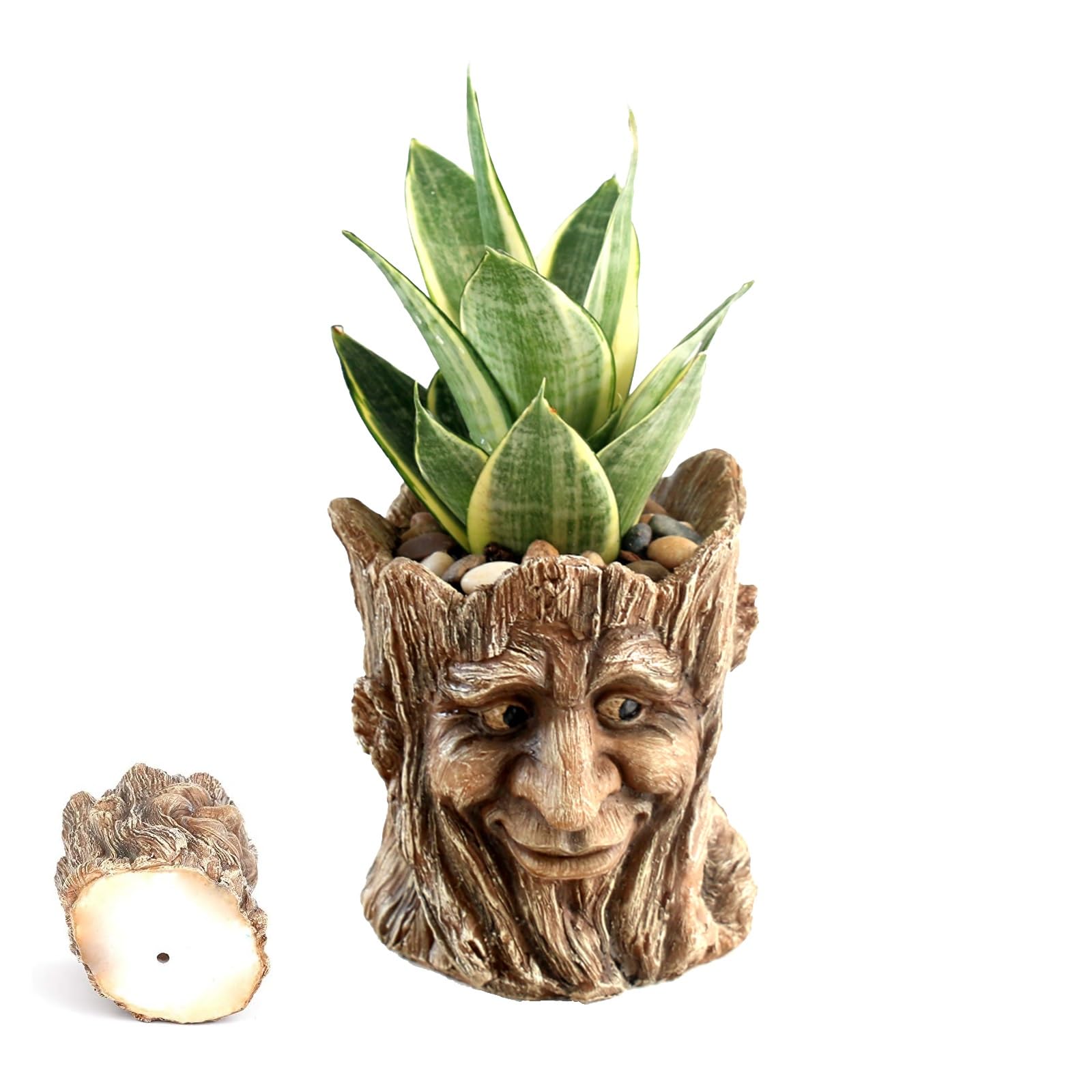 Funny Smiling Face Resin Planter Pot with Drainage Hole - Succulent Plant Holder, Pencil Cup & Desk Organizer for Office, Home Decor & Garden Gifts - Perfect for Indoor Plants, Workspace Organization & Unique Gift Giving