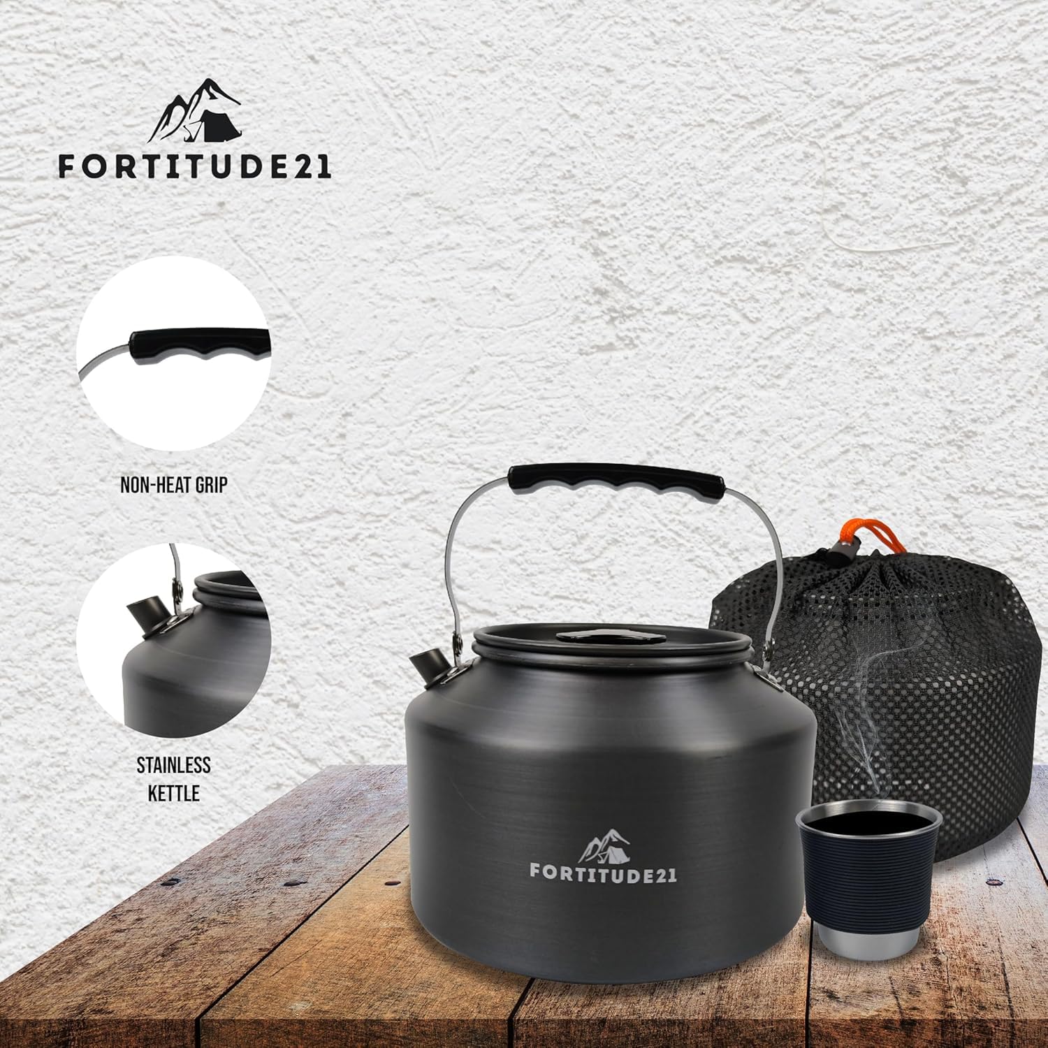 2.2L Stainless Steel Stovetop Tea Kettle - Camping Kettle for Boiling Water, Coffee & Tea - Perfect for Home, Outdoor & RV Use