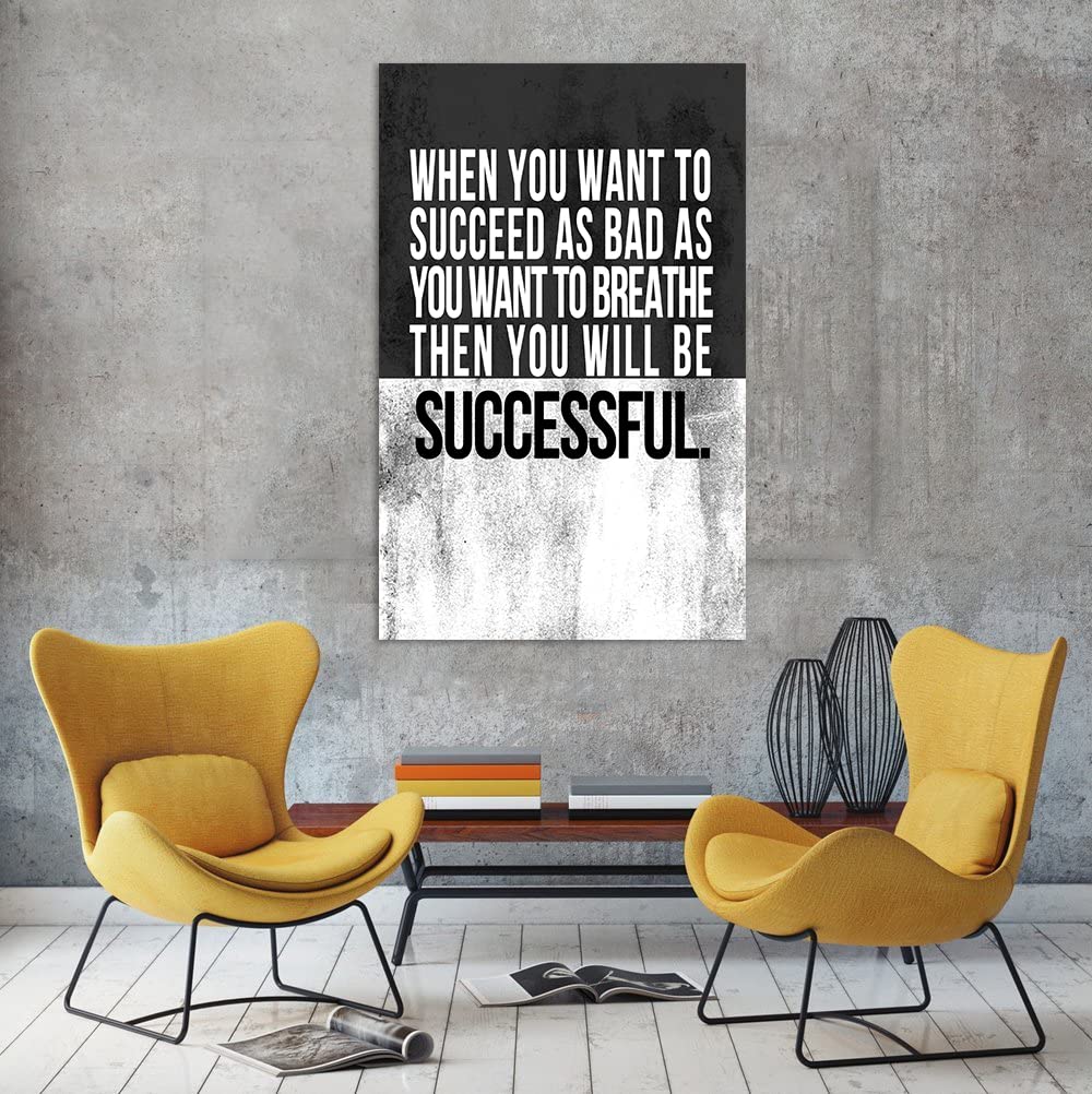 Motivational Canvas Wall Art - Inspirational Entrepreneur Quotes & Positive Office Decor - HD Printed Teamwork Artwork for Gym, Library & Workspace - Framed Ready to Hang (28