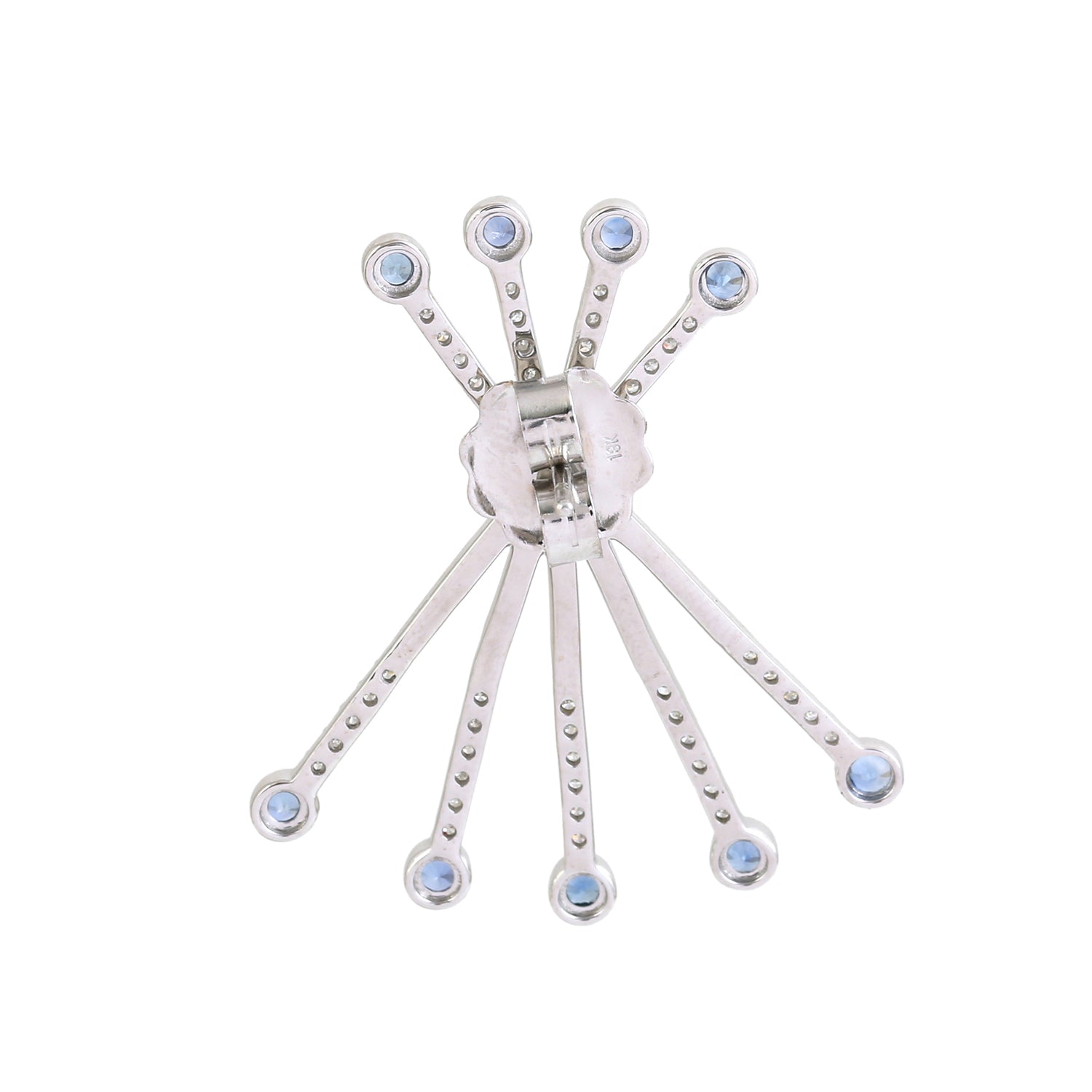 Exquisite Bezel Set Blue Sapphire & Pave Diamond Ear Jacket Earrings in 14K White Gold | Elegant Bridal Jewelry & Evening Wear Accessories