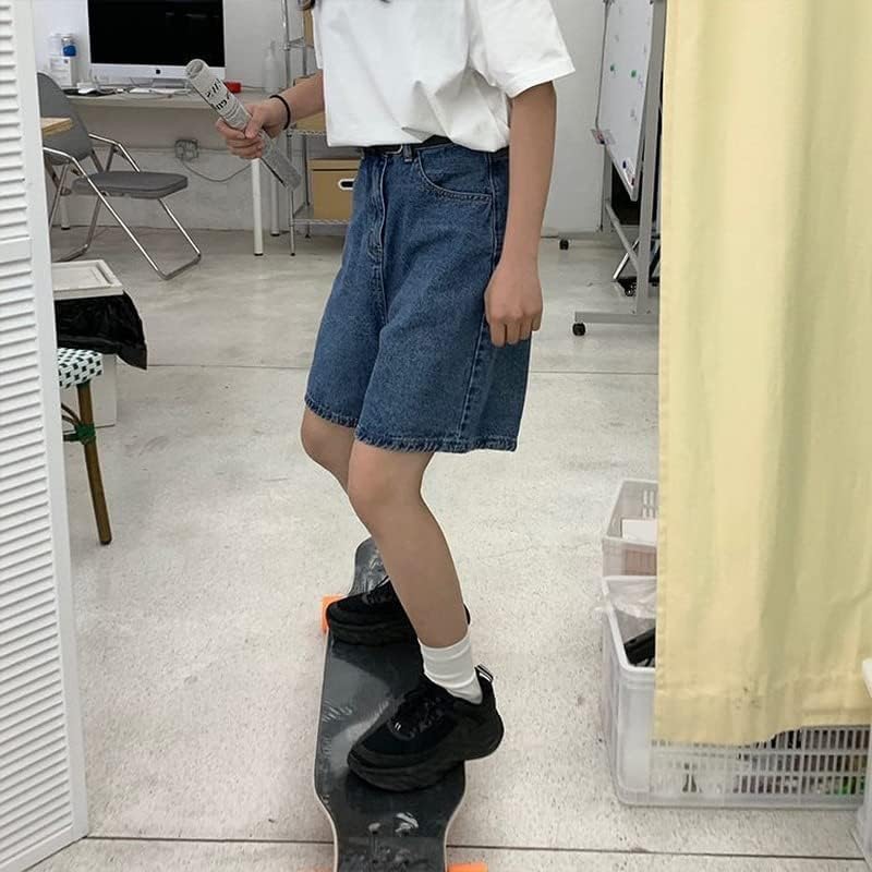 High Waist Knee-Length Denim Shorts for Women - Y2K Baggy Biker Bermuda Shorts | Korean Streetwear & Harajuku Fashion | Perfect for Summer, Casual Wear, and Preppy Style Outfits