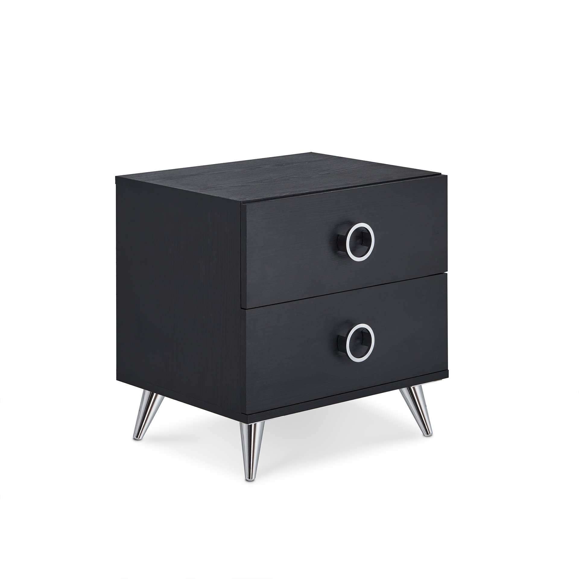 ACME Furniture Elms Nightstand - Modern Bedside Table with Storage Drawer, Black Finish - Perfect for Bedroom, Guest Room, or Dormitory
