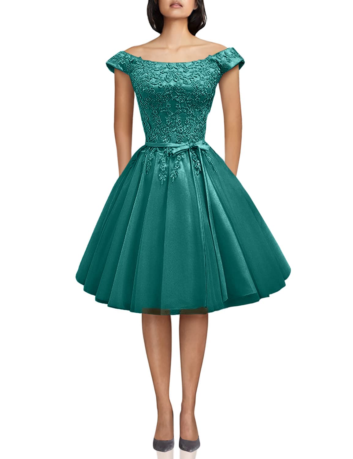 Elegant Off Shoulder Short Lace Cocktail Dress with Sash - Perfect for Homecoming, Prom, and Party Nights - Formal Evening Wear for Women