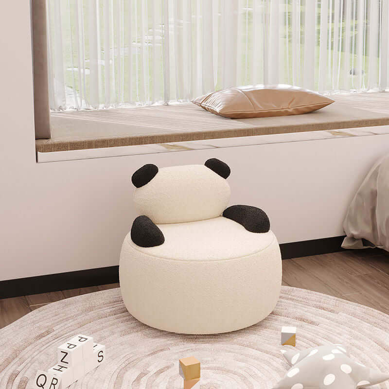 White/Black/Brown Boucle Sherpa Accent Chair - Cozy Bear Design Lounge Sofa for Living Room, Bedroom & Office - Soft Faux Fur Modern Armchair with Solid Wood Legs
