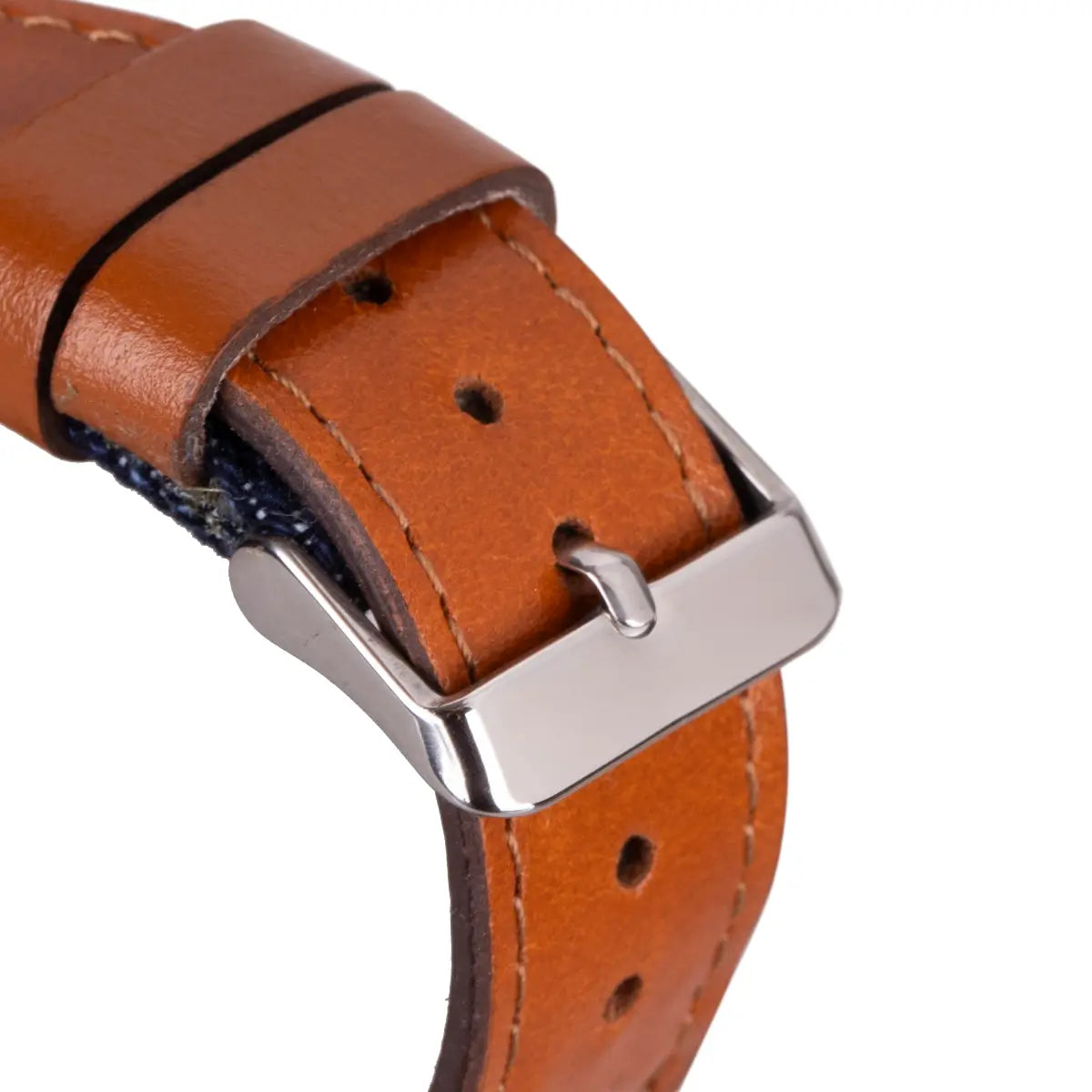 Premium Blue Denim & Genuine Brown Leather Apple Watch Band - Sporty & Stylish for Workouts, Outdoor Activities & Everyday Wear