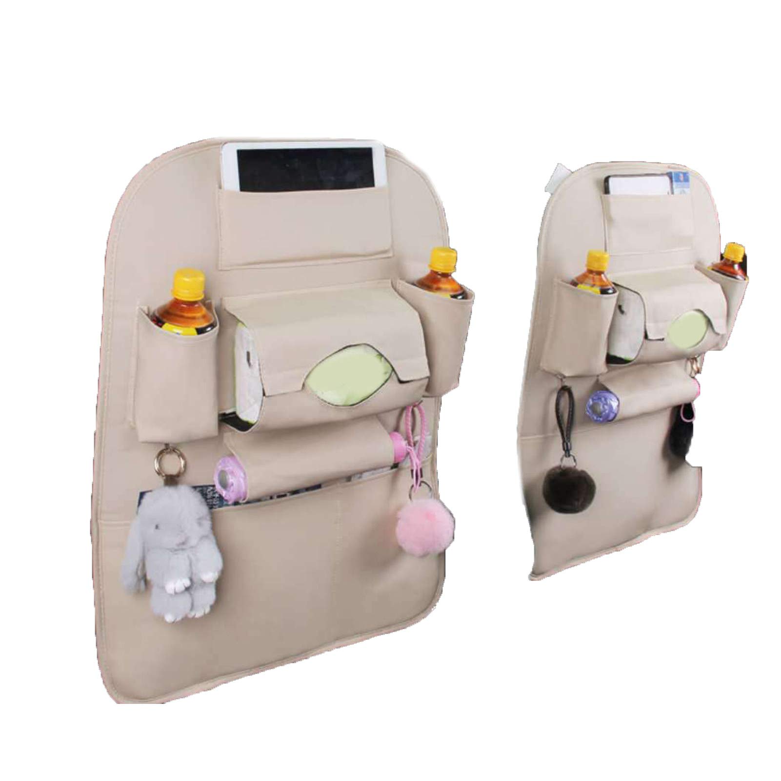 Faux Leather Car Backseat Organizer - Multi-Pocket Foldable Storage Bag for Seat Gap, Trunk & Road Trips | Car Accessories for Phones, Toys, Snacks & More