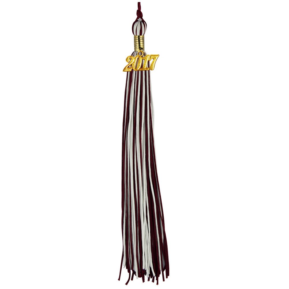 2018 Graduation Tassel - Double Color 9 Inch with Year Charm | Perfect for High School & College Graduation Ceremonies, Photo Props & Keepsakes