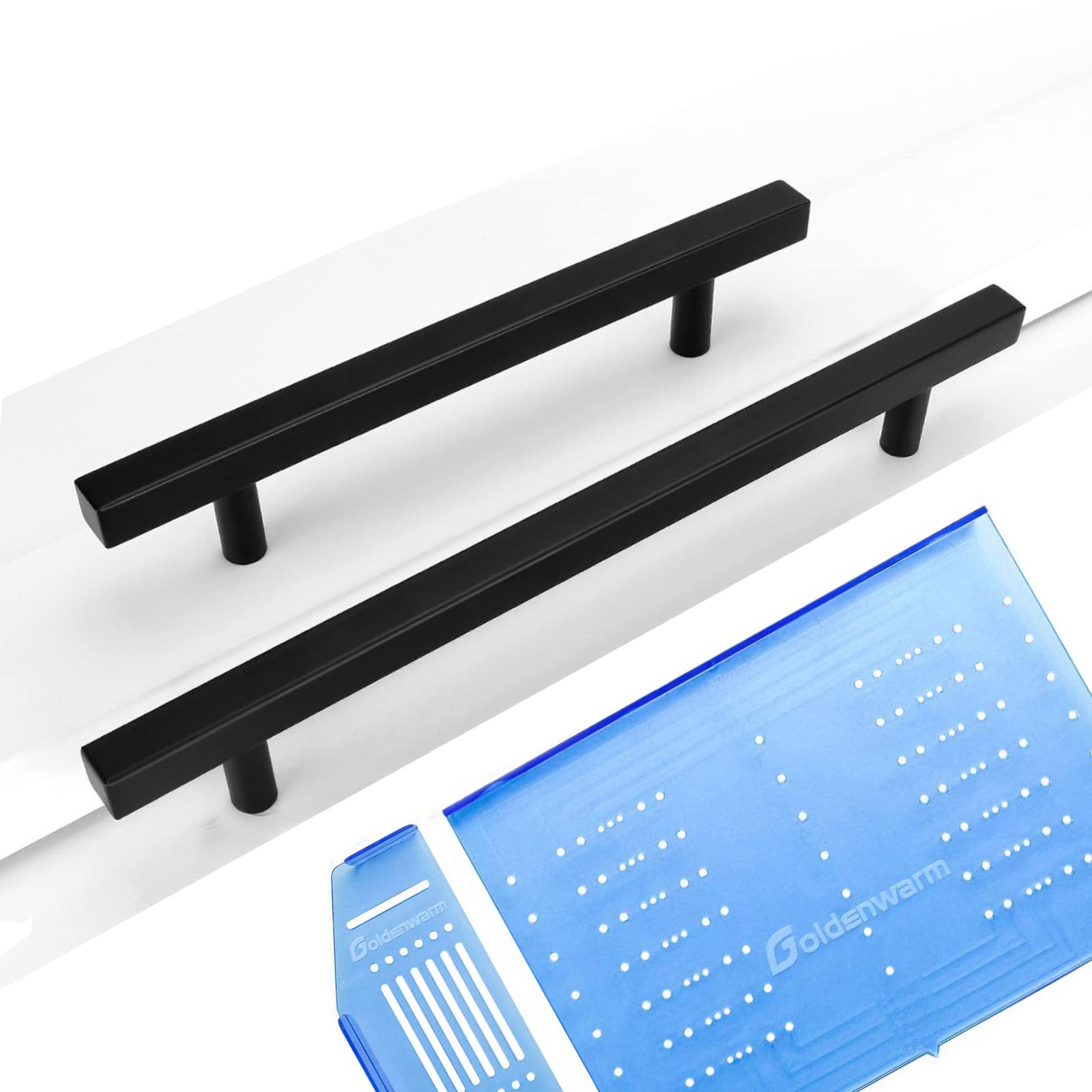 GoldenWarm 10-Pack Matte Black Cabinet Handles - 3 Inch Drawer Pulls for Dresser & Furniture with Free Drill Mounting Template | Perfect for Kitchen Cabinets, Bedroom Drawers & DIY Home Renovation