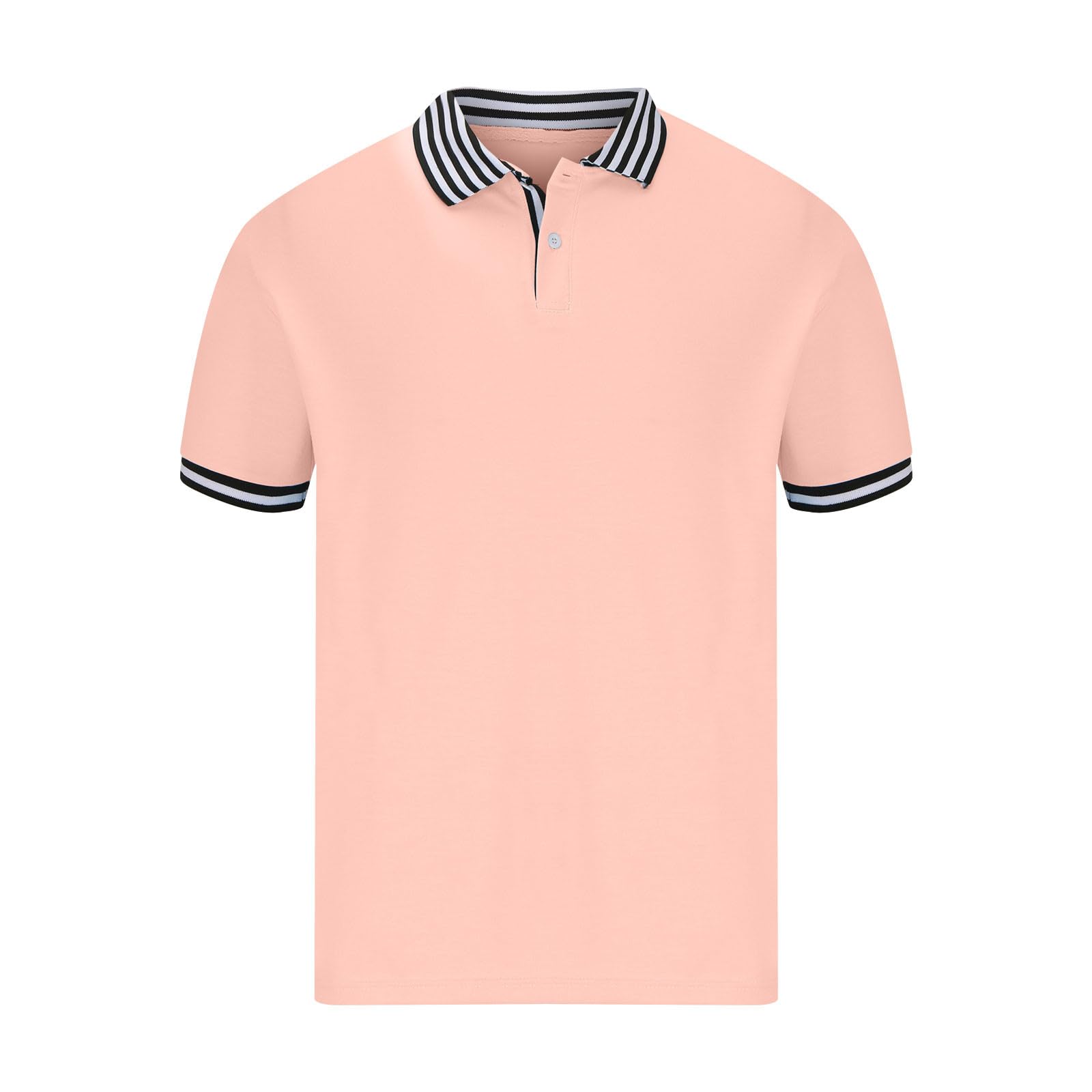 Men's Summer Polo Shirts - Short Sleeve Breathable Golf Shirts with Lapel & Striped Design - Casual Button Down Tops for Work & Outdoor Activities