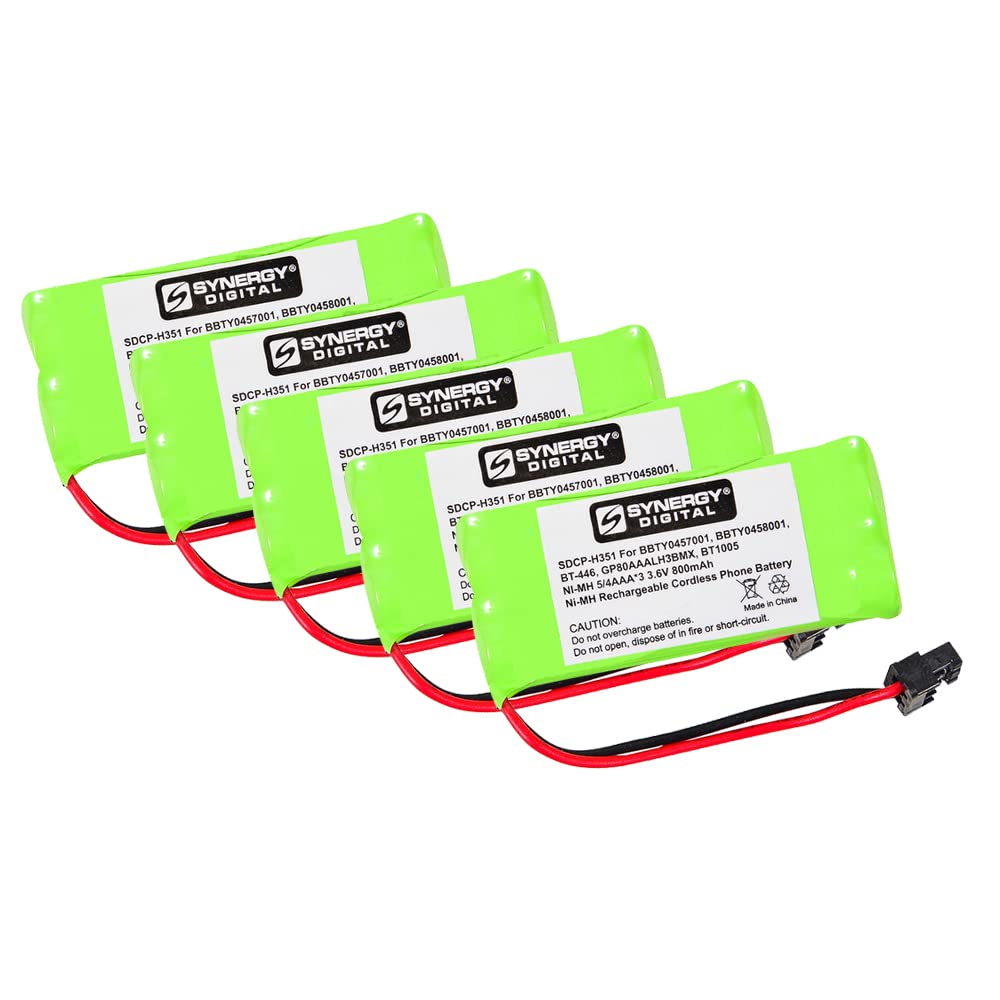 Synergy Digital Cordless Phone Batteries - 5 Pack Ni-MH 2.4V 750mAh Replacement Batteries for Uniden DCX170 Bluetooth Cordless Phone | Long-Lasting Power for Home & Office Communication