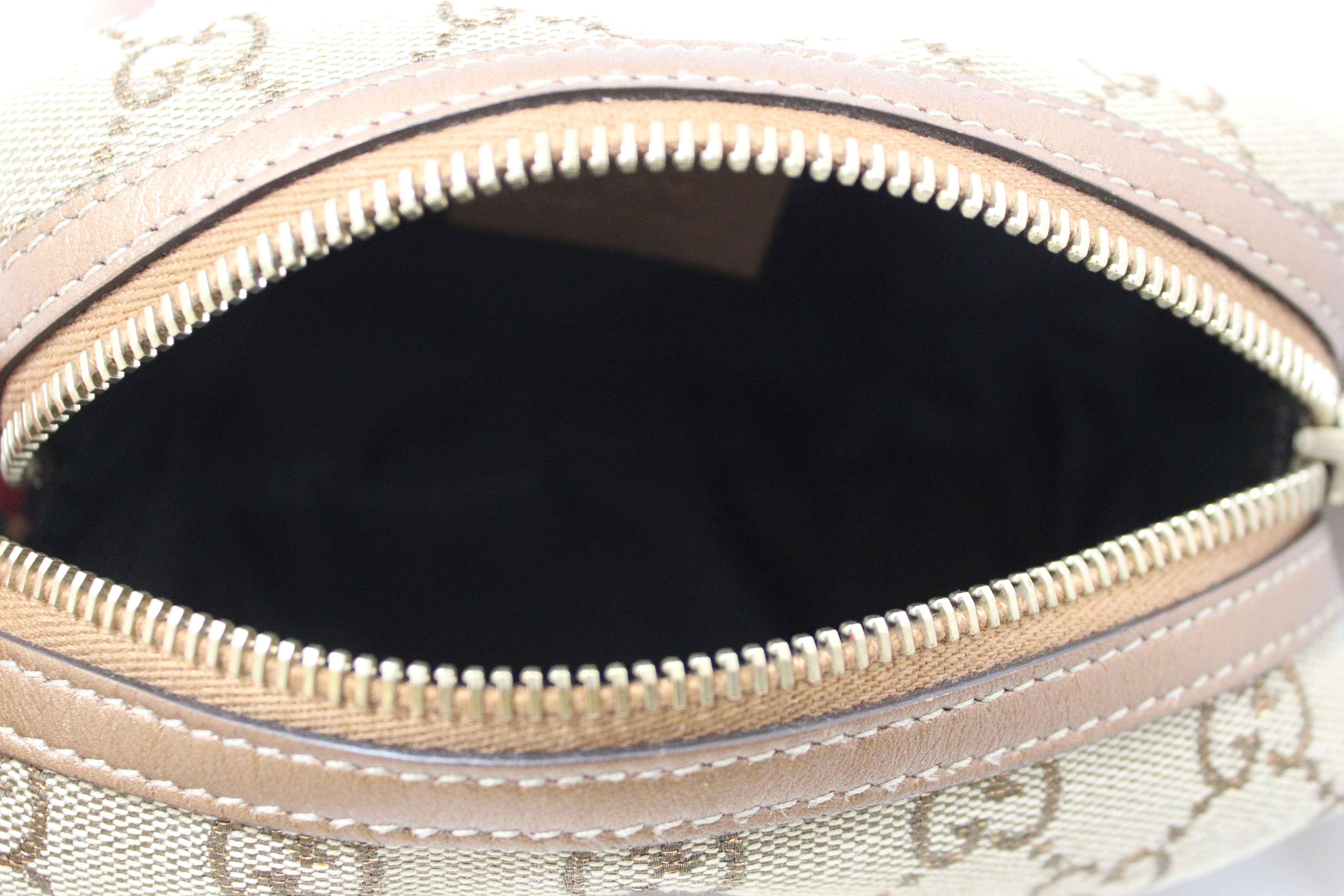 Authentic Gucci GG Canvas Cosmetic Pouch in Brown - Model 153228 | Luxury Makeup Bag for Travel & Everyday Use