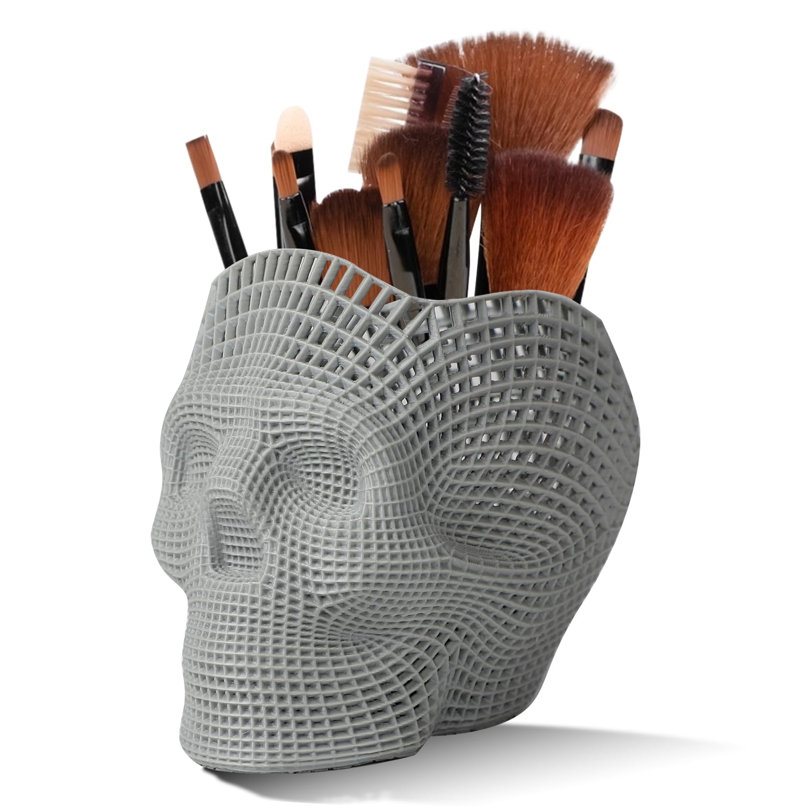 Gothic Skull Makeup Brush Holder & Vanity Organizer - Halloween Desk Decor for Women, Pen Pencil Holder, Horror Themed Gift for Makeup Artists & Halloween Lovers - Perfect for Dressing Tables, Office Desks & Spooky Home Decor
