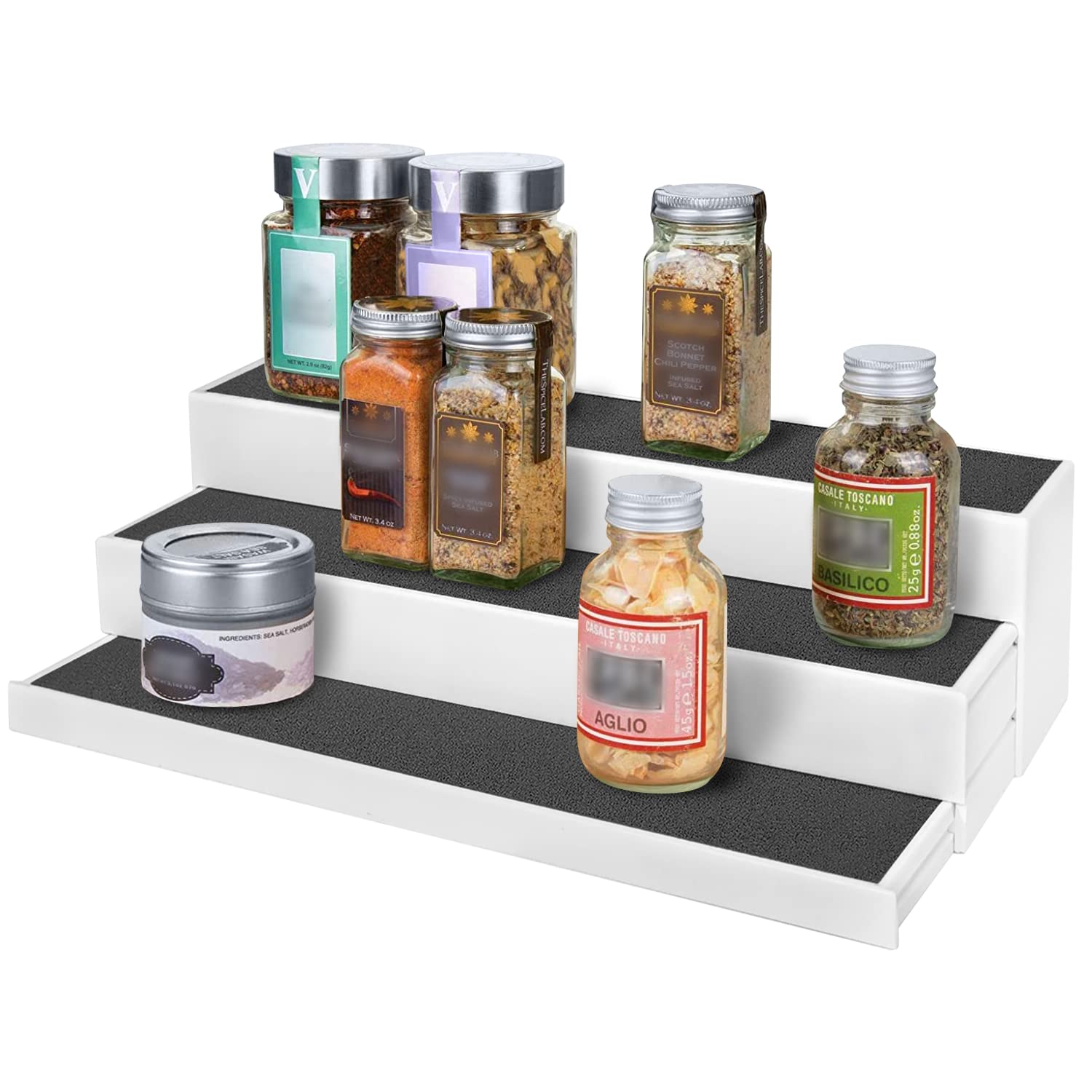 3-Tier Spice Rack Organizer for Kitchen Cabinet - Space Saving 10-Inch Pantry Storage Shelf | Perfect for Organizing Spices, Condiments & Small Kitchen Essentials | Ndeno Basics (1 Pack)