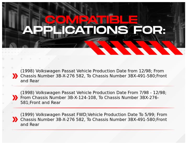 R1 Concepts Complete Front & Rear Brake Kit for 1998-1999 Volkswagen Passat - Semi-Metallic Brake Pads & Rotors with Hardware | Reliable Stopping Power for City Driving & Highway Commutes
