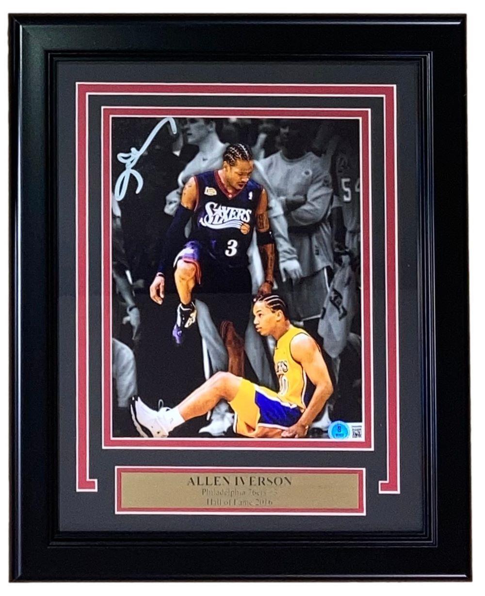 Authentic Allen Iverson Signed 8x10 Framed Photo - Philadelphia 76ers Iconic Step Over Lue Moment - BAS ITP Certified - Perfect for Sports Memorabilia Collections & Man Cave Decor