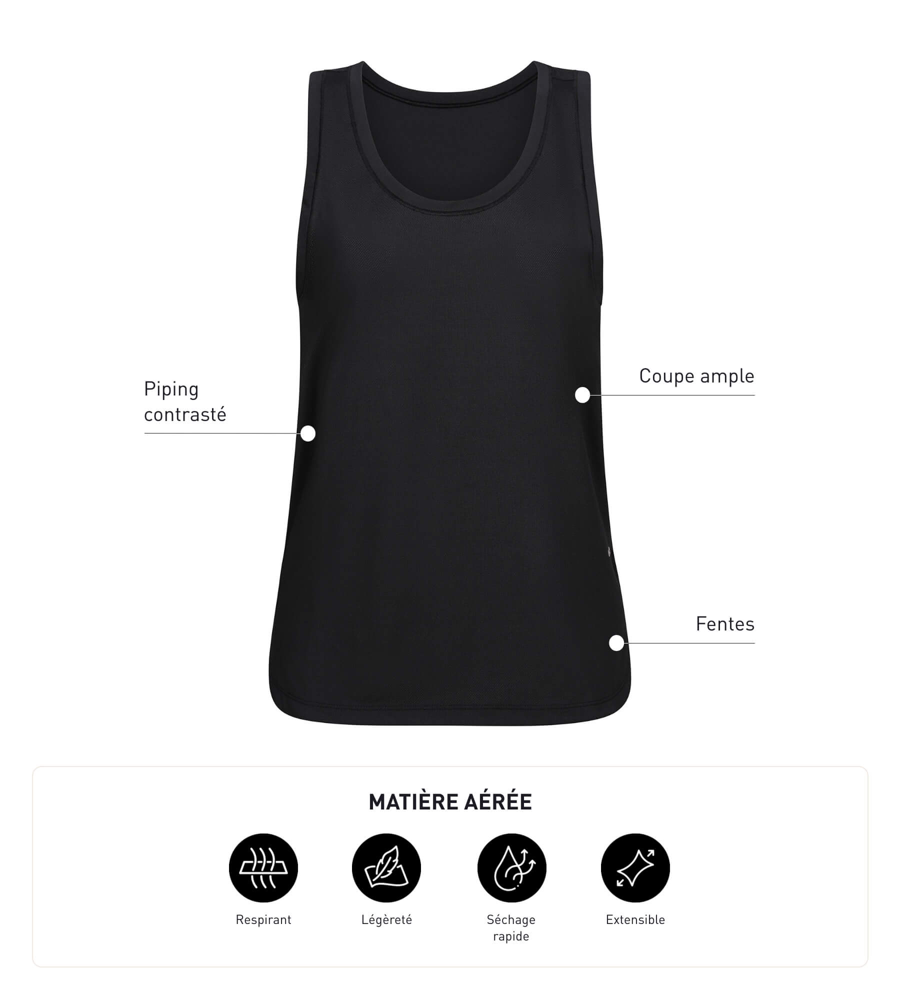 Black Viscose Women's Sports Tank Top - Dim Move - Perfect for Yoga, Gym & Casual Wear