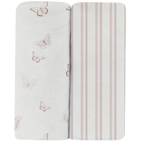 Elys & Co 2 Pack Soft 100% Cotton Pack N Play Sheets - Breathable & Hypoallergenic for Baby Crib & Portable Playard - Perfect for Nursery, Travel & Daycare Use