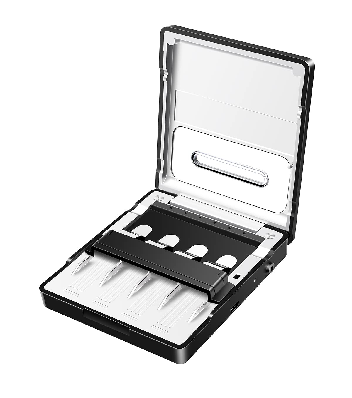 **Saxophone & Clarinet Reed Storage Case with UV-C Light - Multi-Instrument ReedCure Holder for All Sax & Clarinet Reeds - Cleaning & Maintenance Accessories (Black) - Perfect for Musicians, Students & Performers**