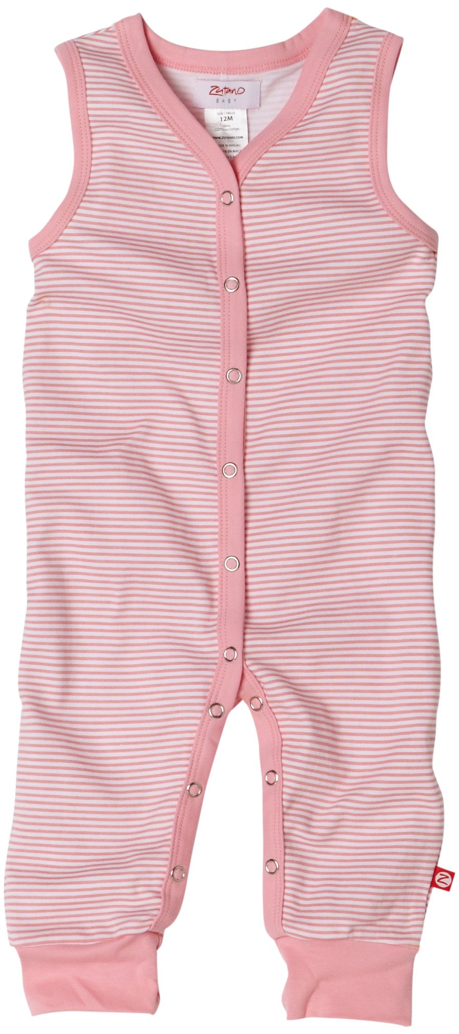 Zutano Candy Stripe Sleeveless Romper for Baby Girls - Soft Cotton Jumpsuit with Snap Closure - Perfect for Summer Playdates & Photo Shoots