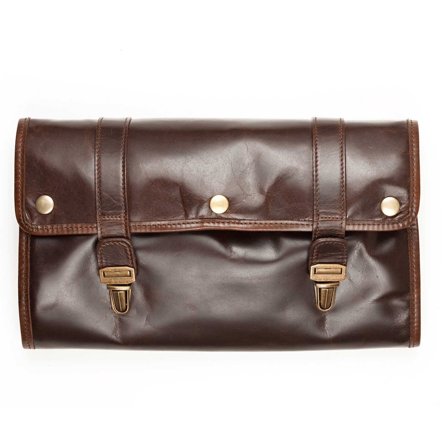 Moore & Giles Austin Leather Hanging Toiletries Bag for Men - Premium Brown Travel Organizer for Shaving Kit, Cosmetics & Toiletries | Perfect for Business Trips, Gym & Vacation Packing