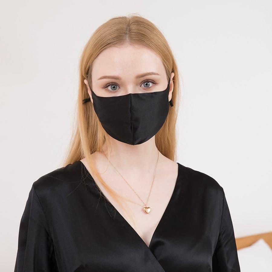 19 Momme Premium Silk Adjustable Face Mask for Women & Men - Soft Breathable Comfortable for Travel, Work & Daily Use